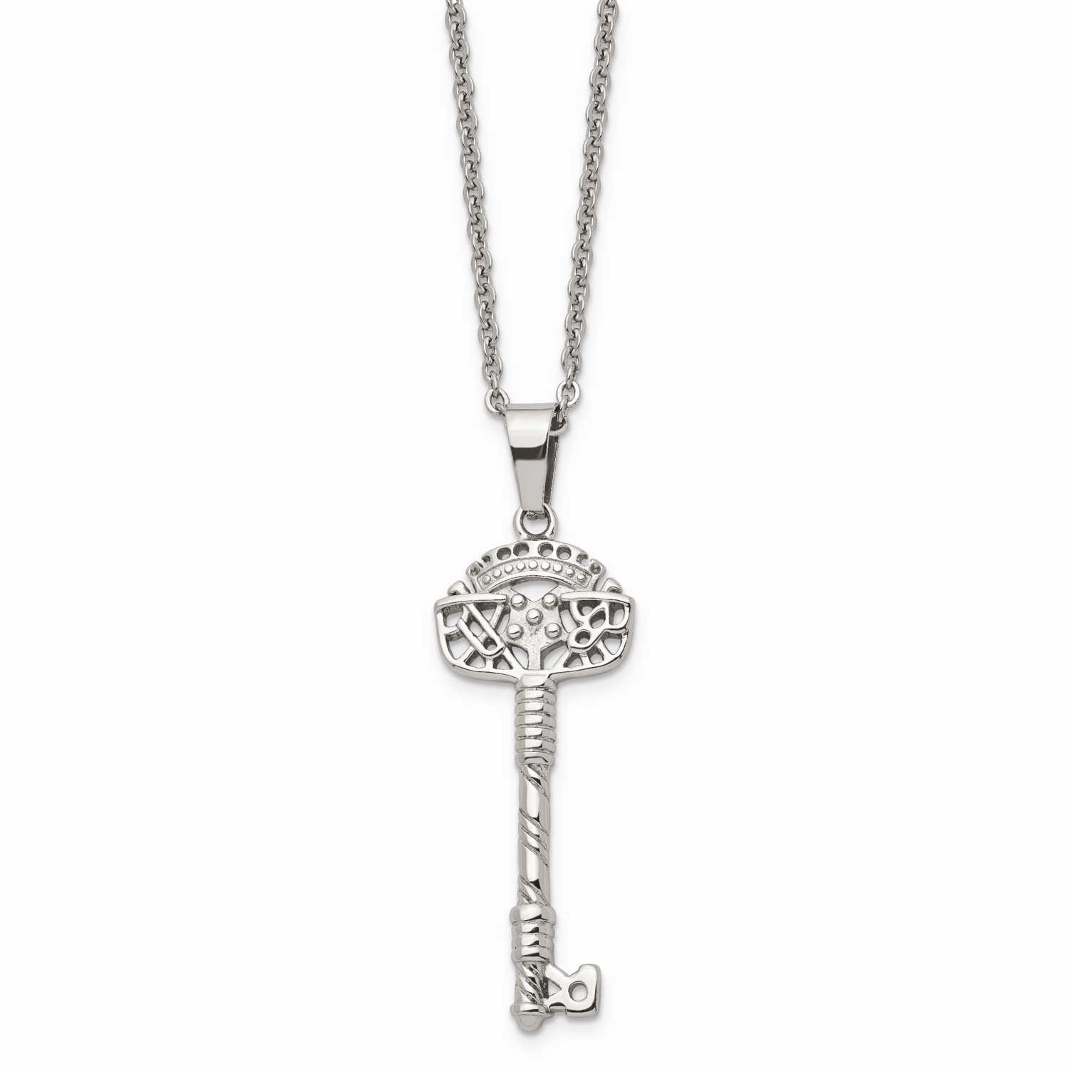 Fancy Key Pendant Necklace Stainless Steel SRN616-22