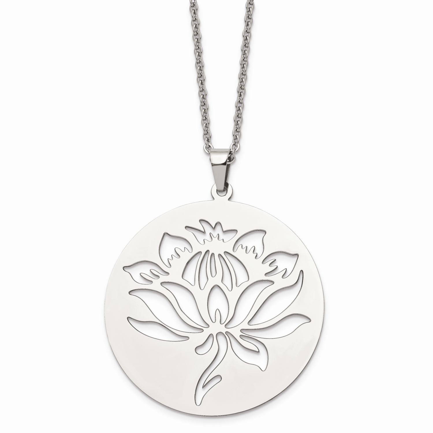 Flower Cutout Pendant Necklace Stainless Steel SRN638-22