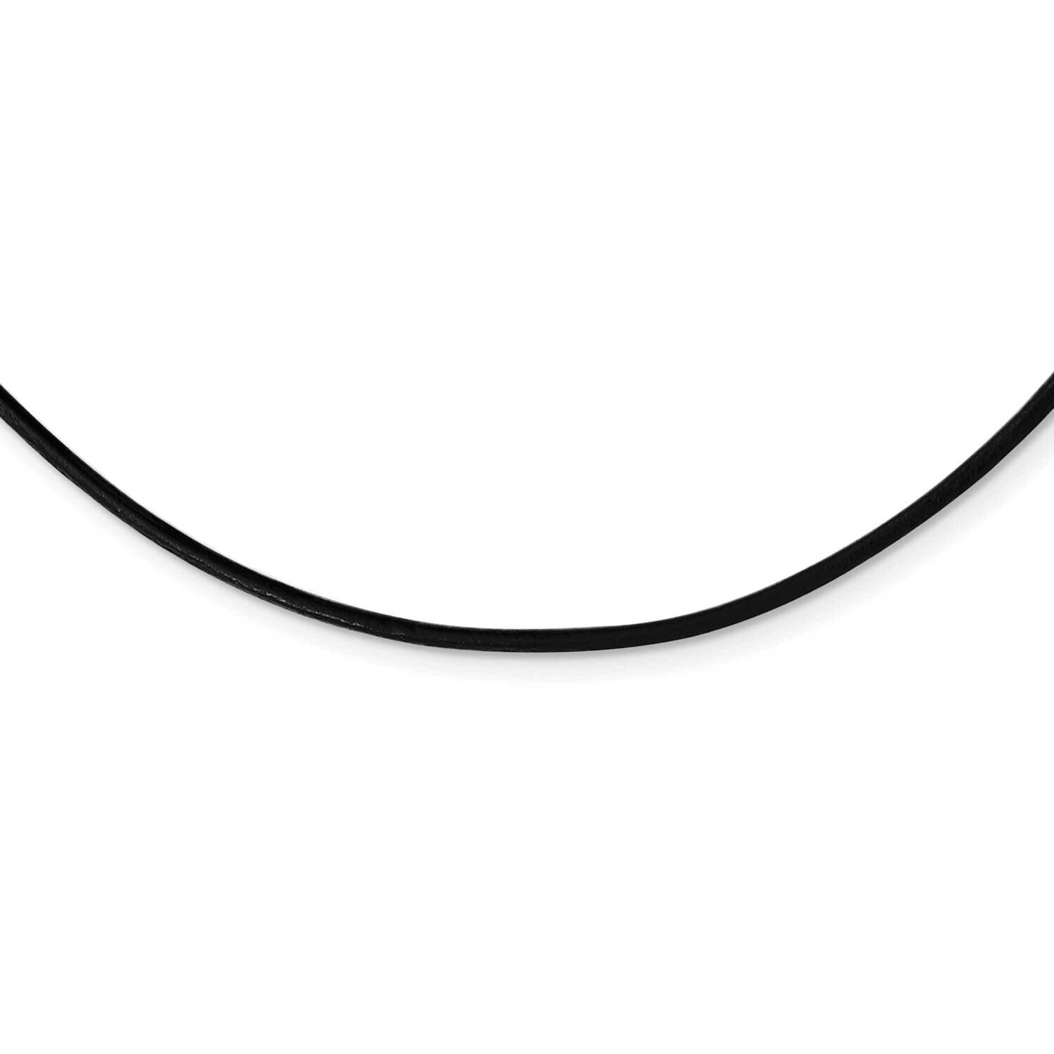 Black Leather Cord 18 Inch Necklace Stainless Steel SRN714-18