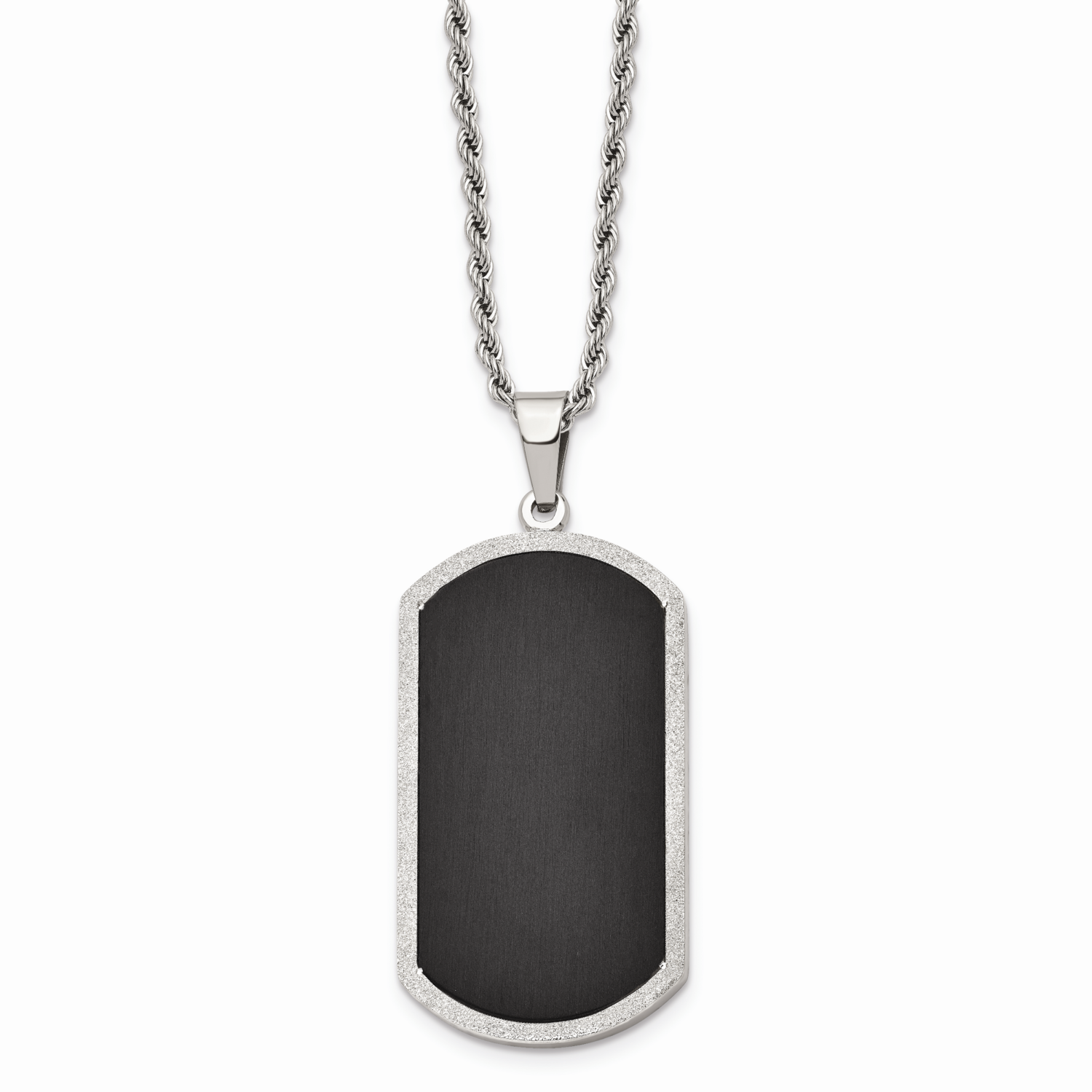 Black-plated Laser Cut Dog Tag Necklace Stainless Steel SRN727-24