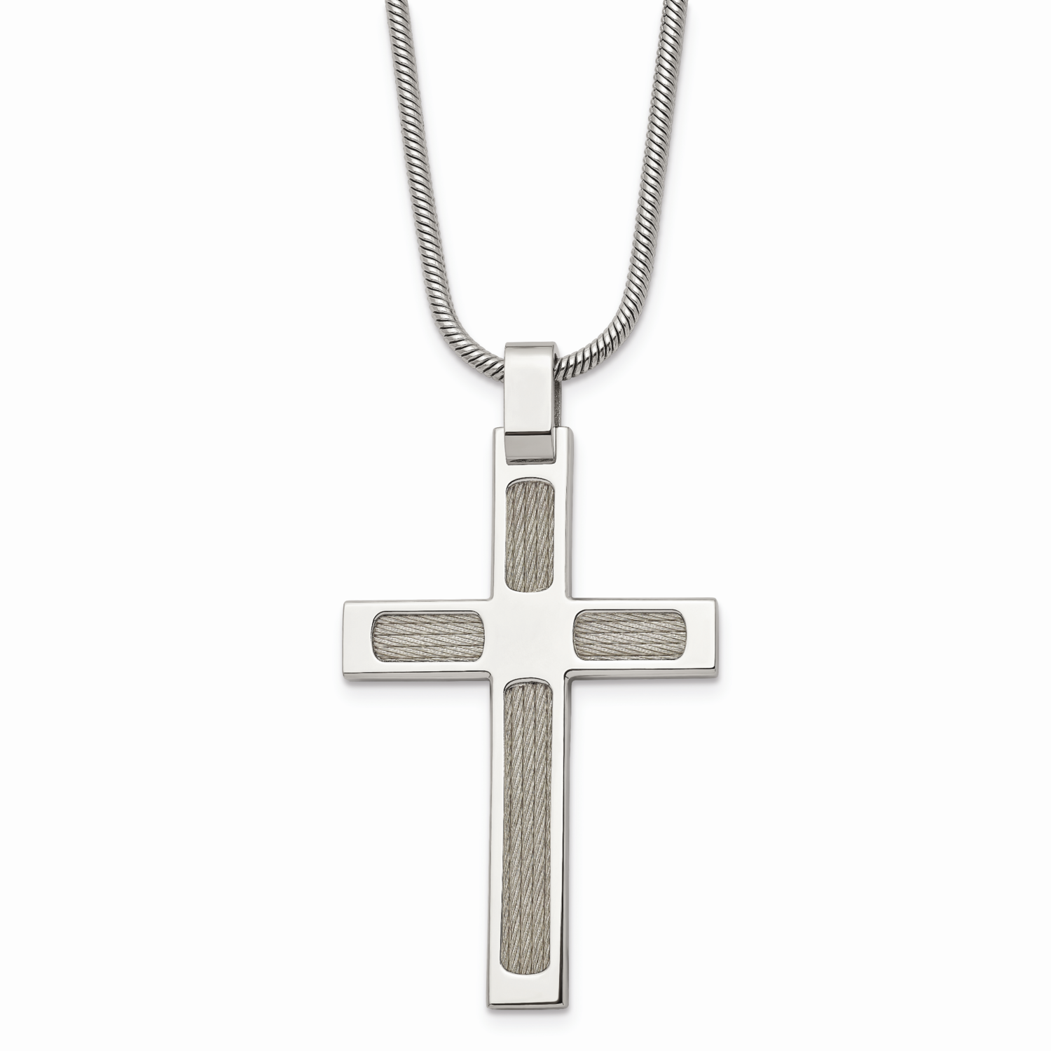 Cable 24 Inch Cross Necklace Stainless Steel Polished SRN739-24 by Chisel, MPN: SRN739-24, 88677426…