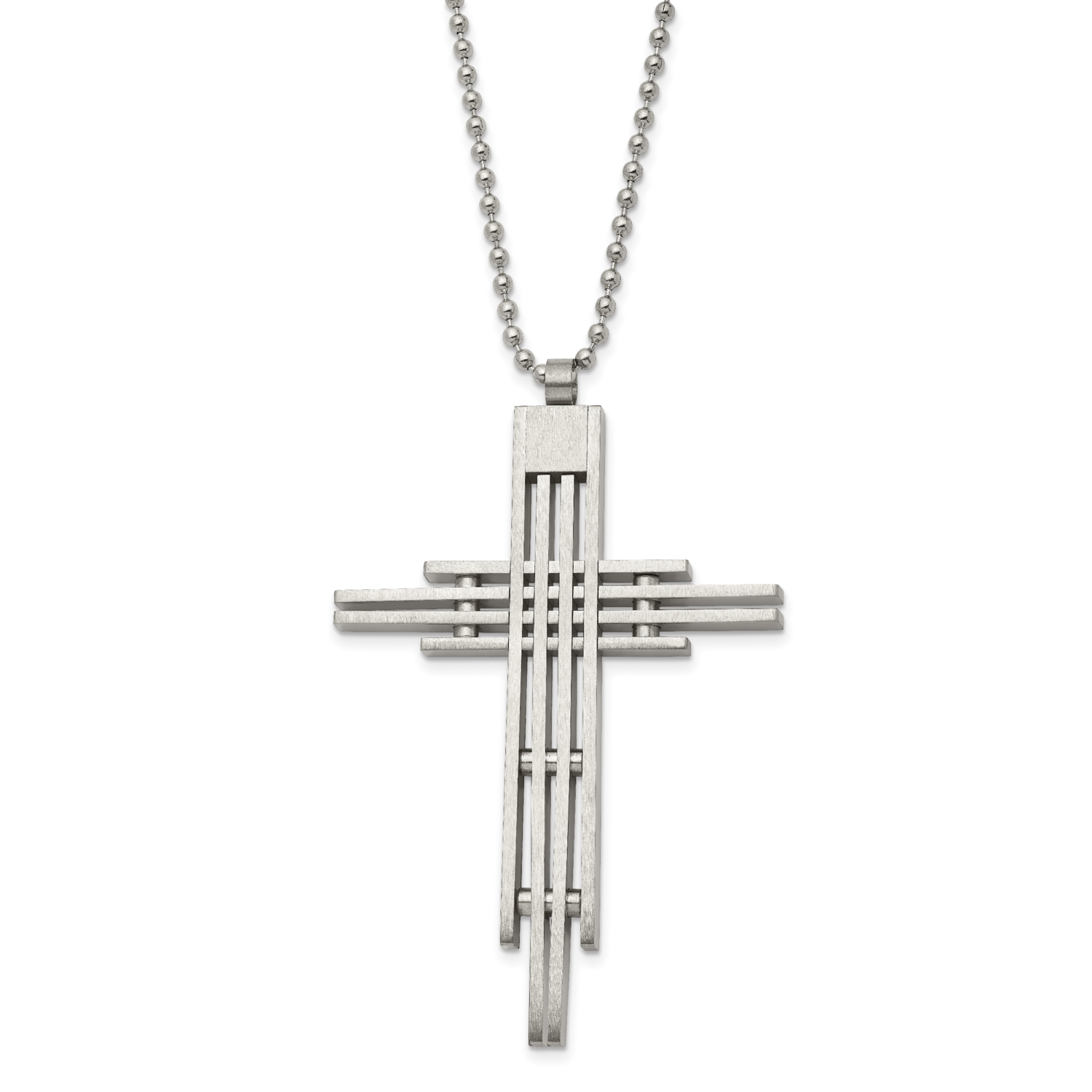Cross Pendant Necklace Stainless Steel Brushed SRN762-24 by Chisel, MPN: SRN762-24, 883957029351