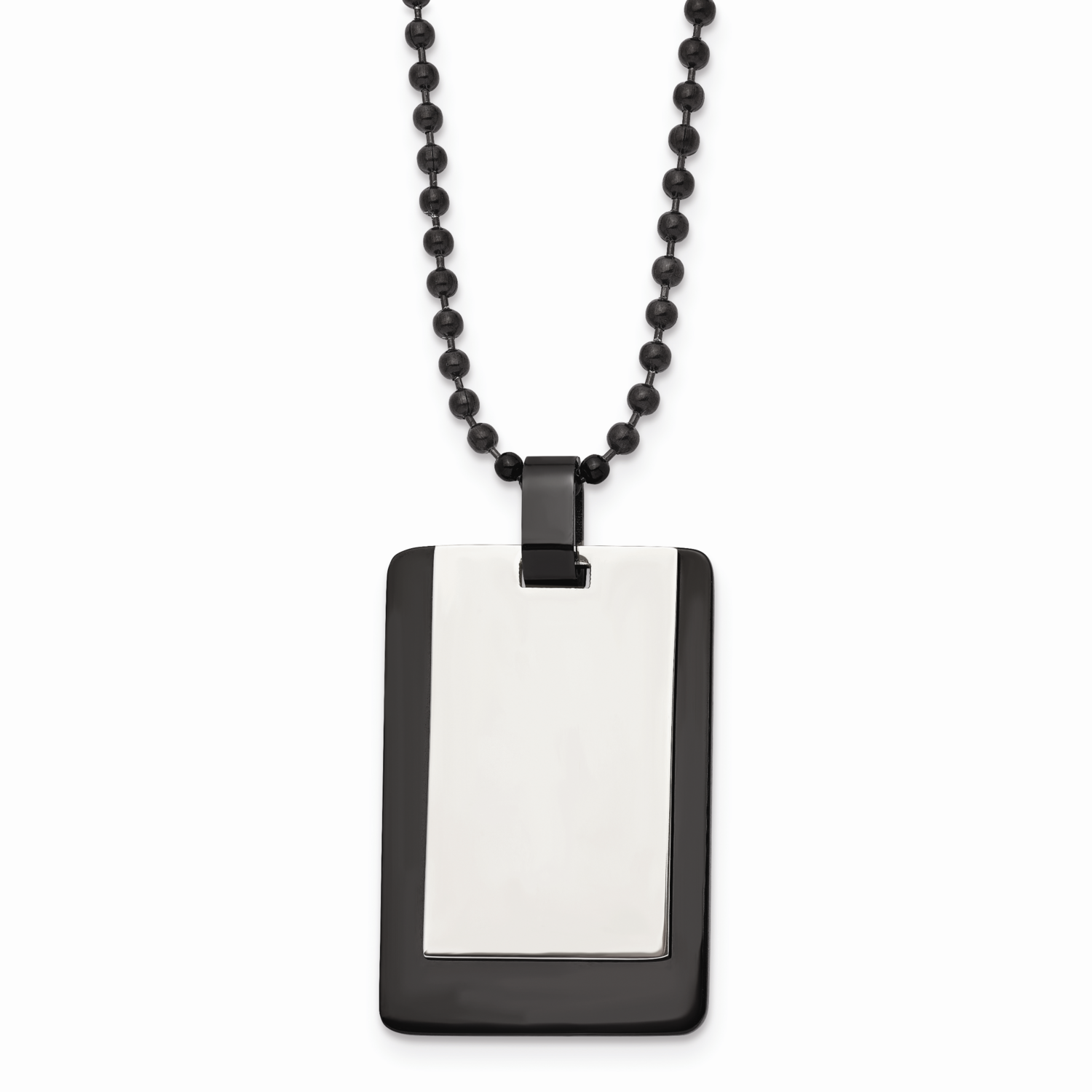 IP Black-plated 2 piece Dog Tag Necklace Stainless Steel Polished SRN790-24