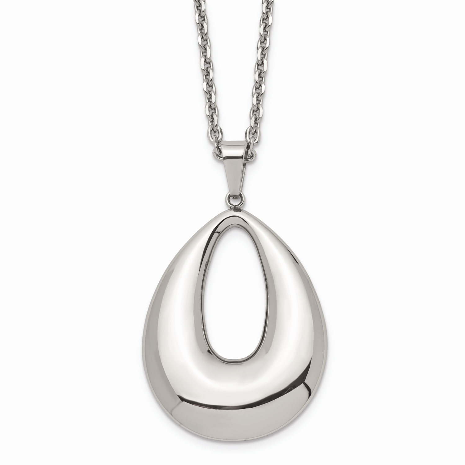 Hollow Teardrop Pendant Necklace Stainless Steel SRN818-20 by Chisel, MPN: SRN818-20, 191101020148