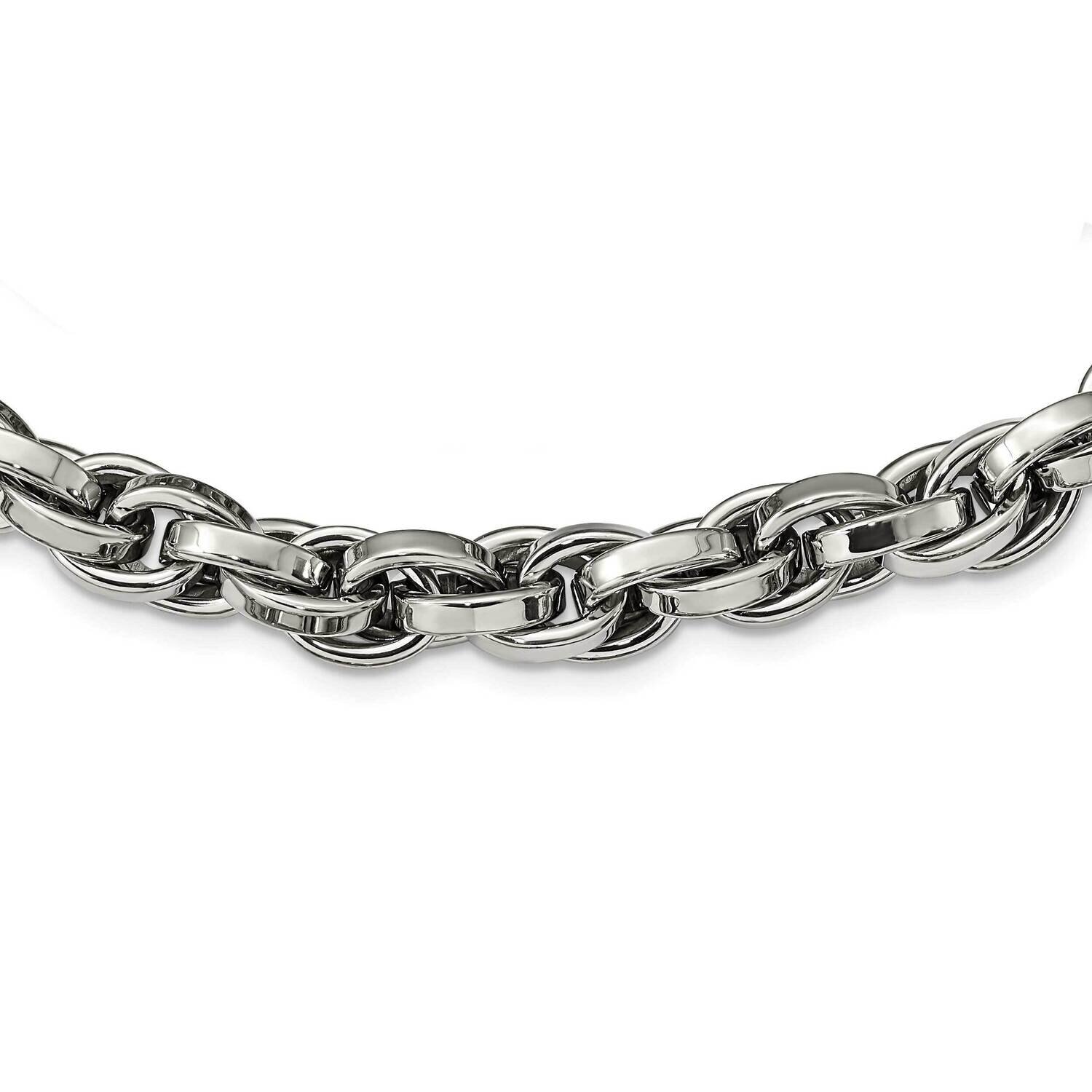 Oval Link 24 Inch Necklace Stainless Steel Polished SRN845-24