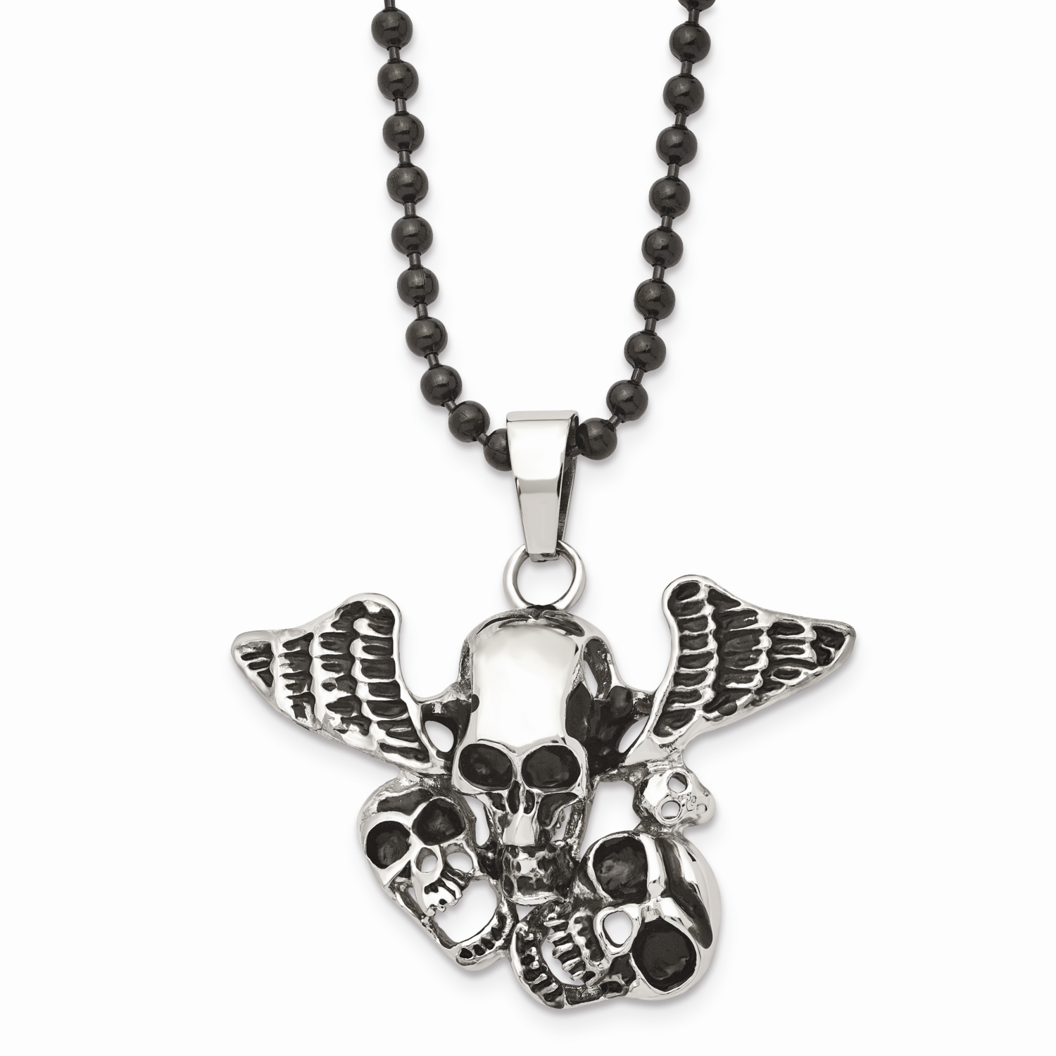 Skulls Necklace Stainless Steel Antiqued SRN849-24