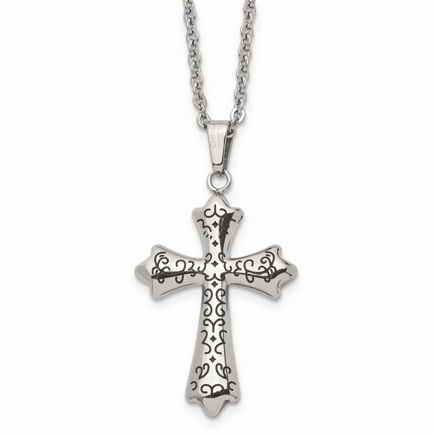 Black IP-plated Cross Pendant Necklace Stainless Steel SRN870-20