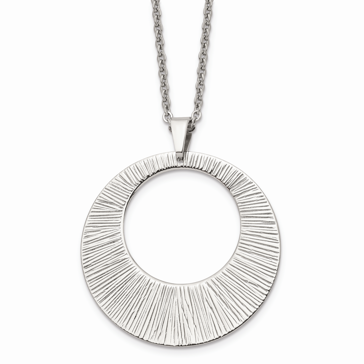 Textured Pendant Necklace Stainless Steel SRN894-24