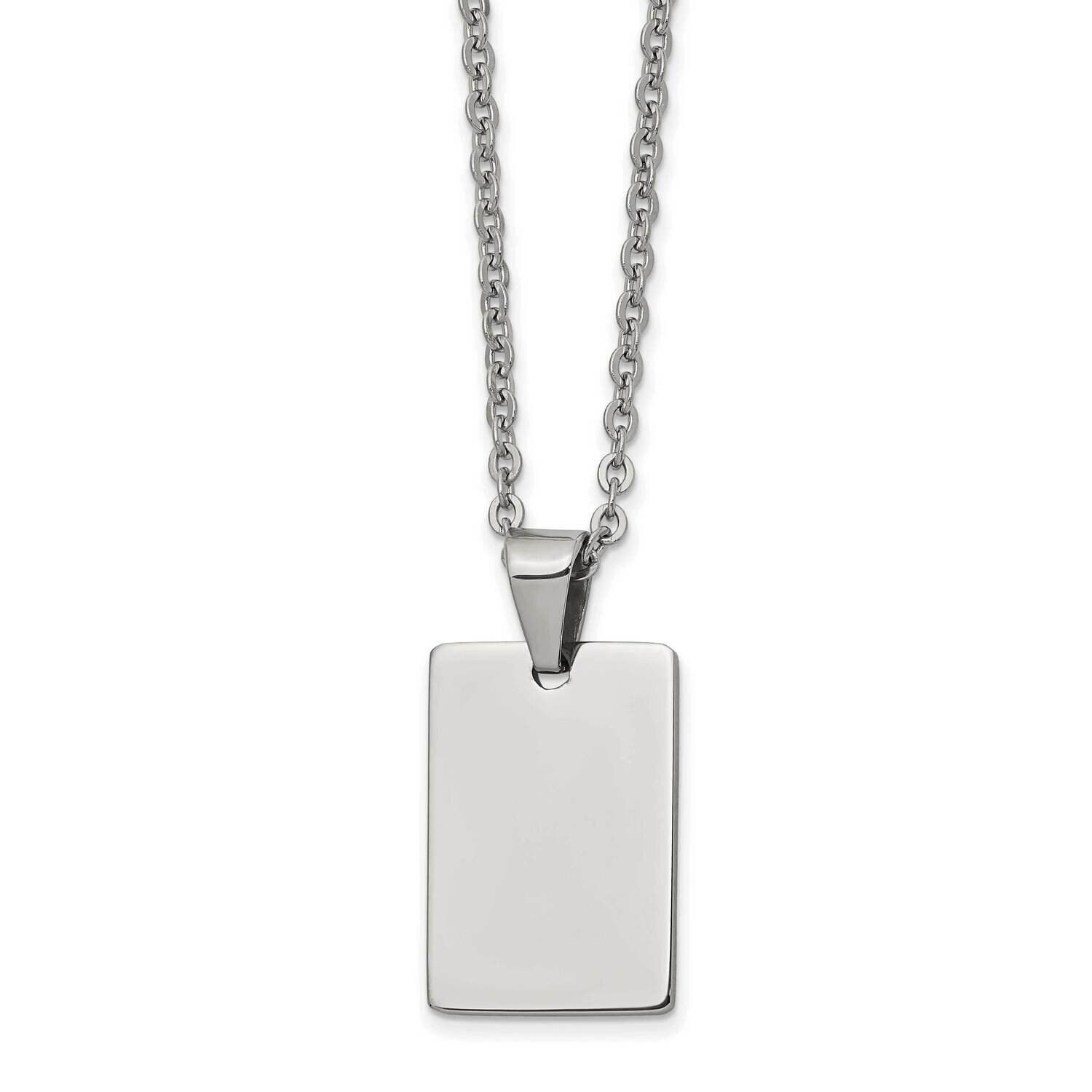 Engravable Dog Tag Pendant Necklace Stainless Steel SRN898-18