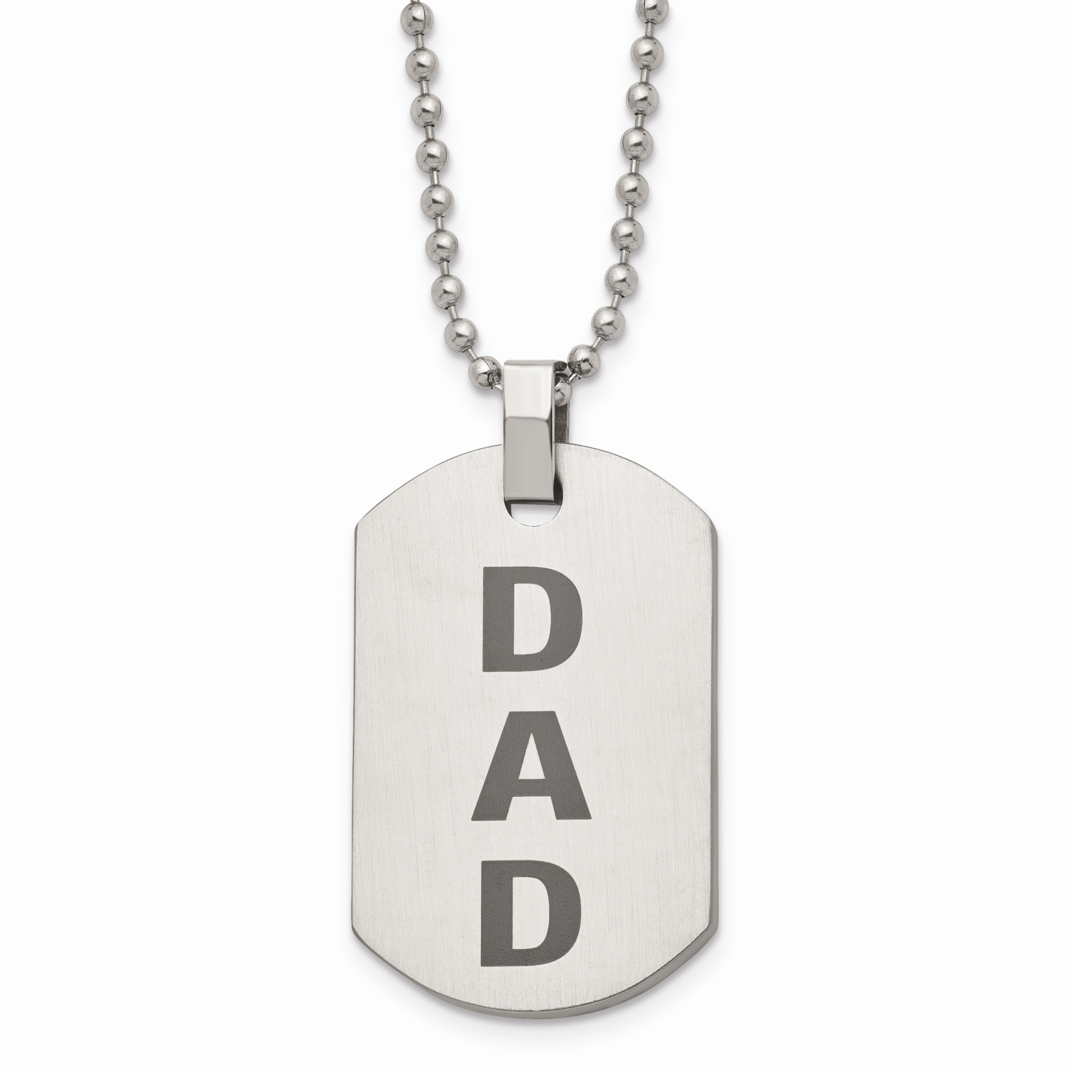Lasered DAD Dog Tag Necklace Stainless Steel Polished SRN958-24