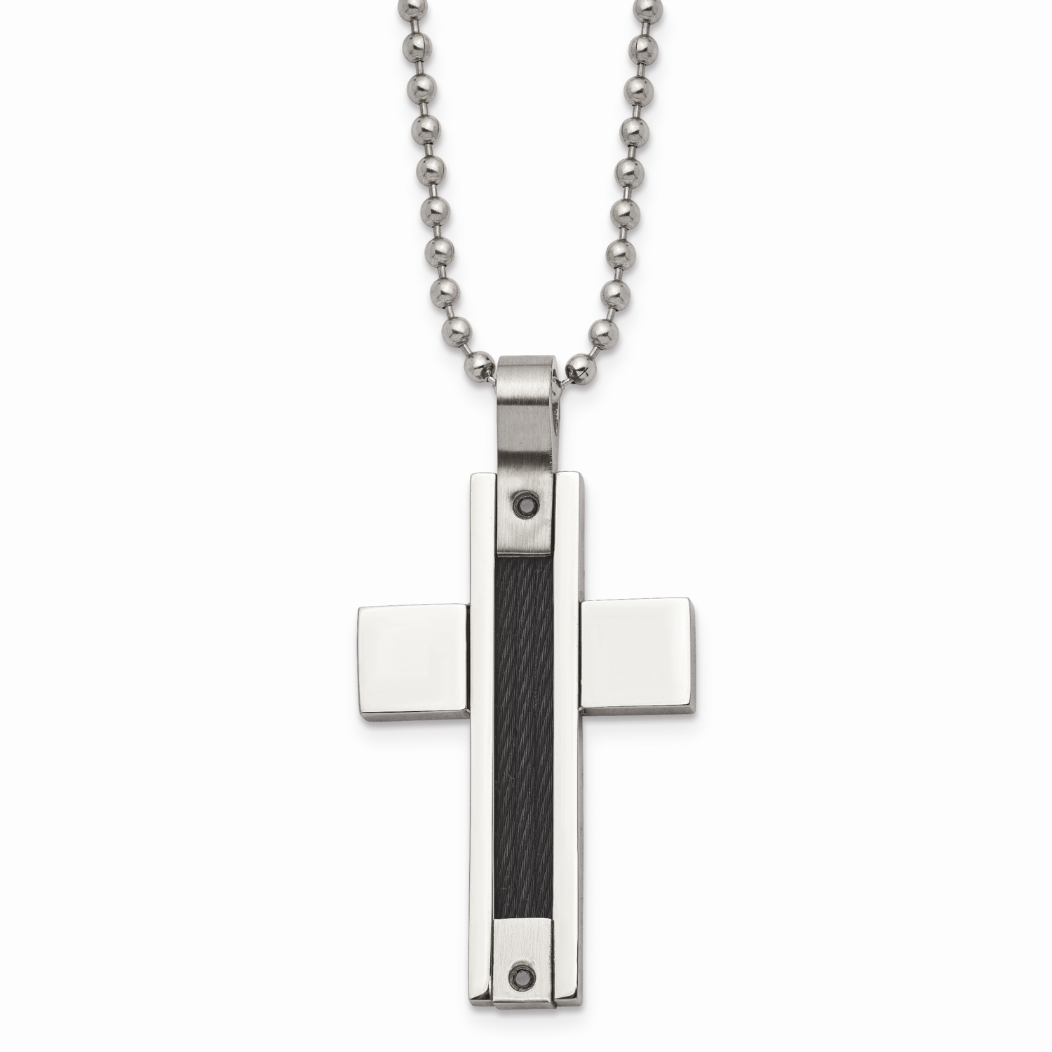Black Diamonds Cross Pendant Necklace Stainless Steel SRN974-24 by Chisel, MPN: SRN974-24, 88677497…