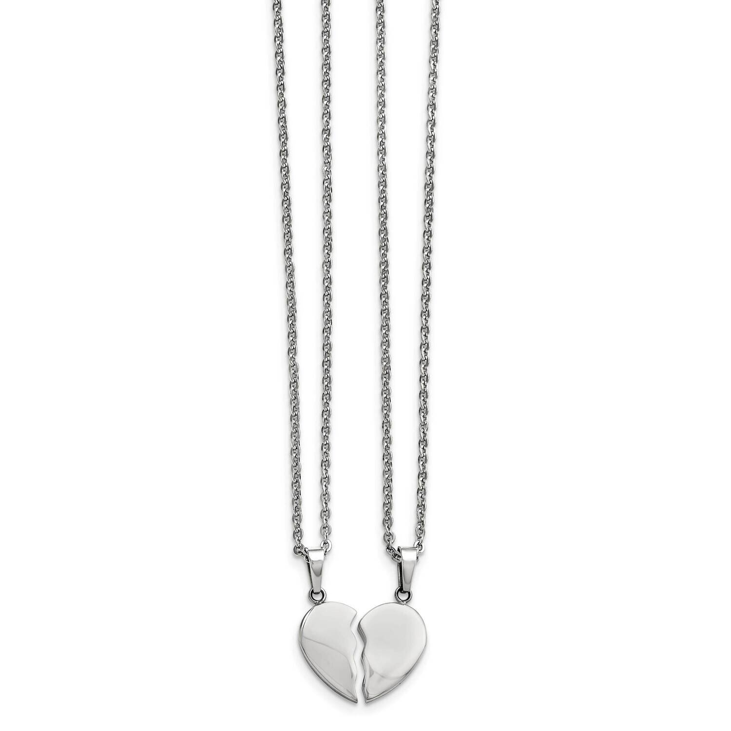 1/2 Heart Necklace Set Stainless Steel Polished SRSET29-20