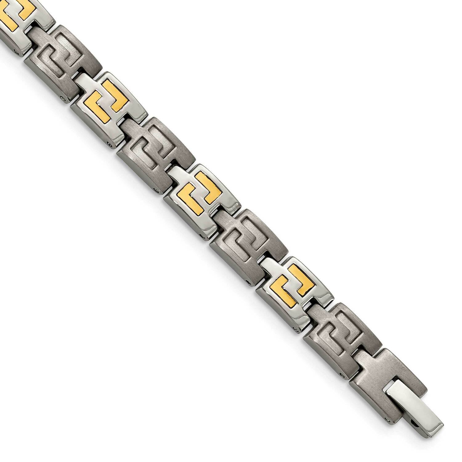 14k Gold Inlay Accent Bracelet Titanium TBB124-8.5 by Chisel, MPN: TBB124-8.5, 883957874302