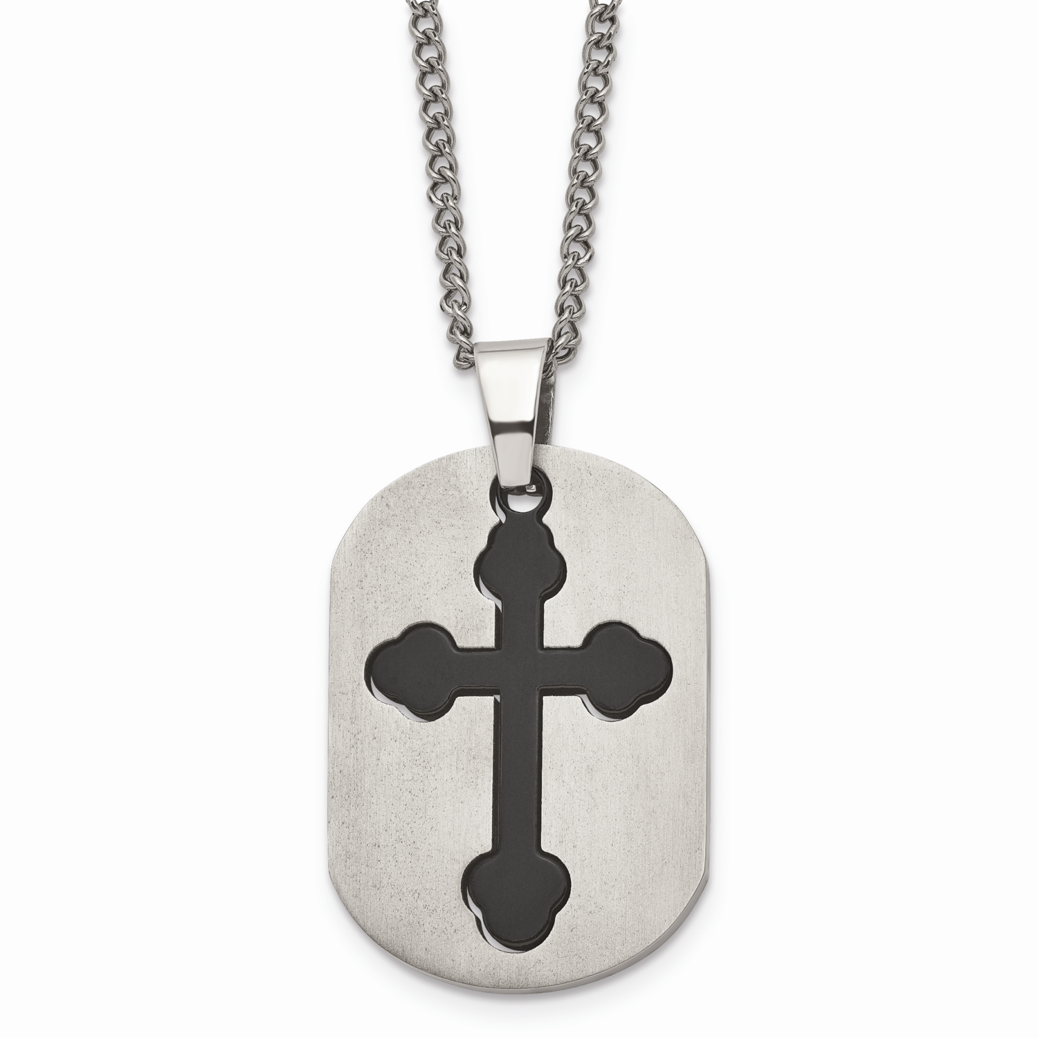 Black IP-plated Moveable Cross 22 Inch Necklace Titanium TBN114-22