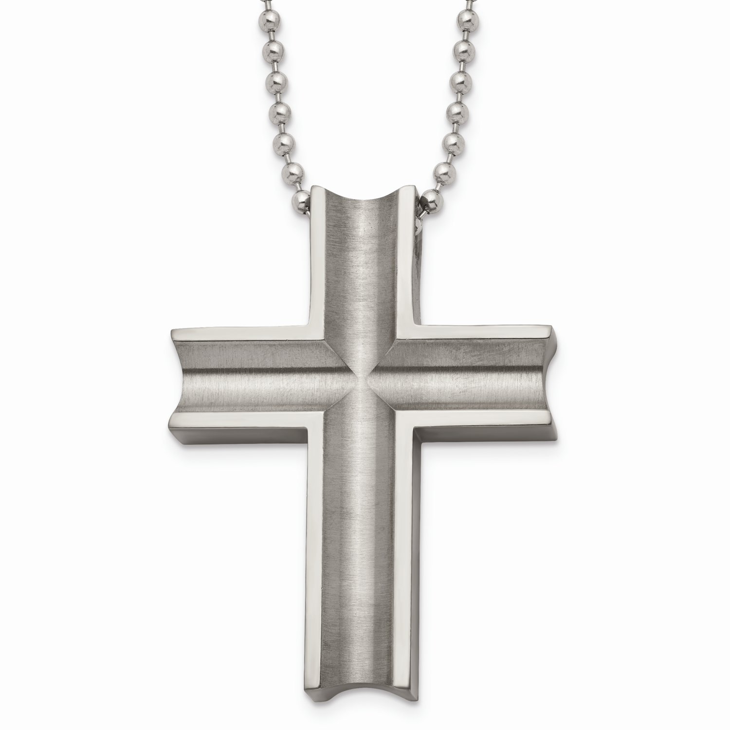Polished Cross Necklace Titanium TBN154-24