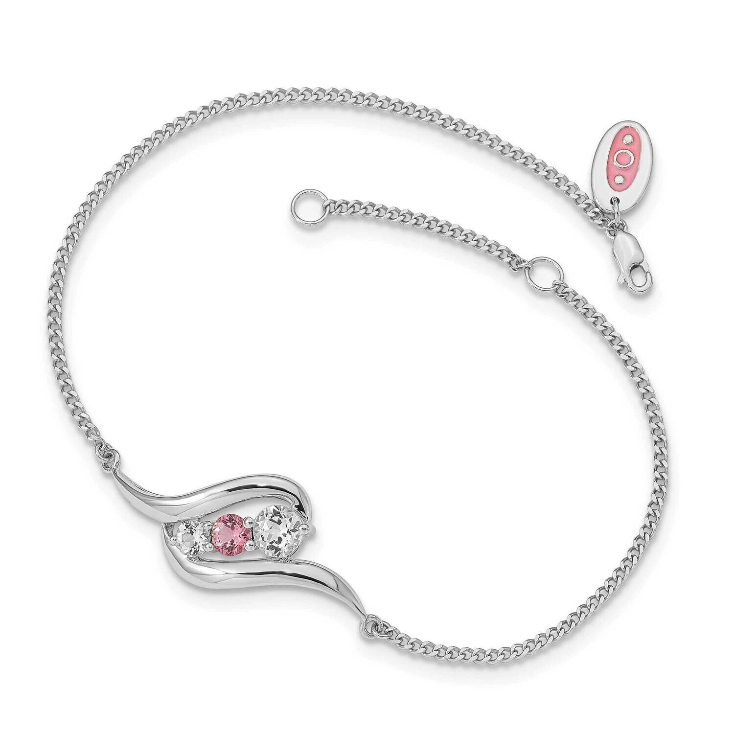 Clear &amp; Pink Swarovski Topaz Bracelet 10k White Gold 10SV255W, MPN: 10SV255W,