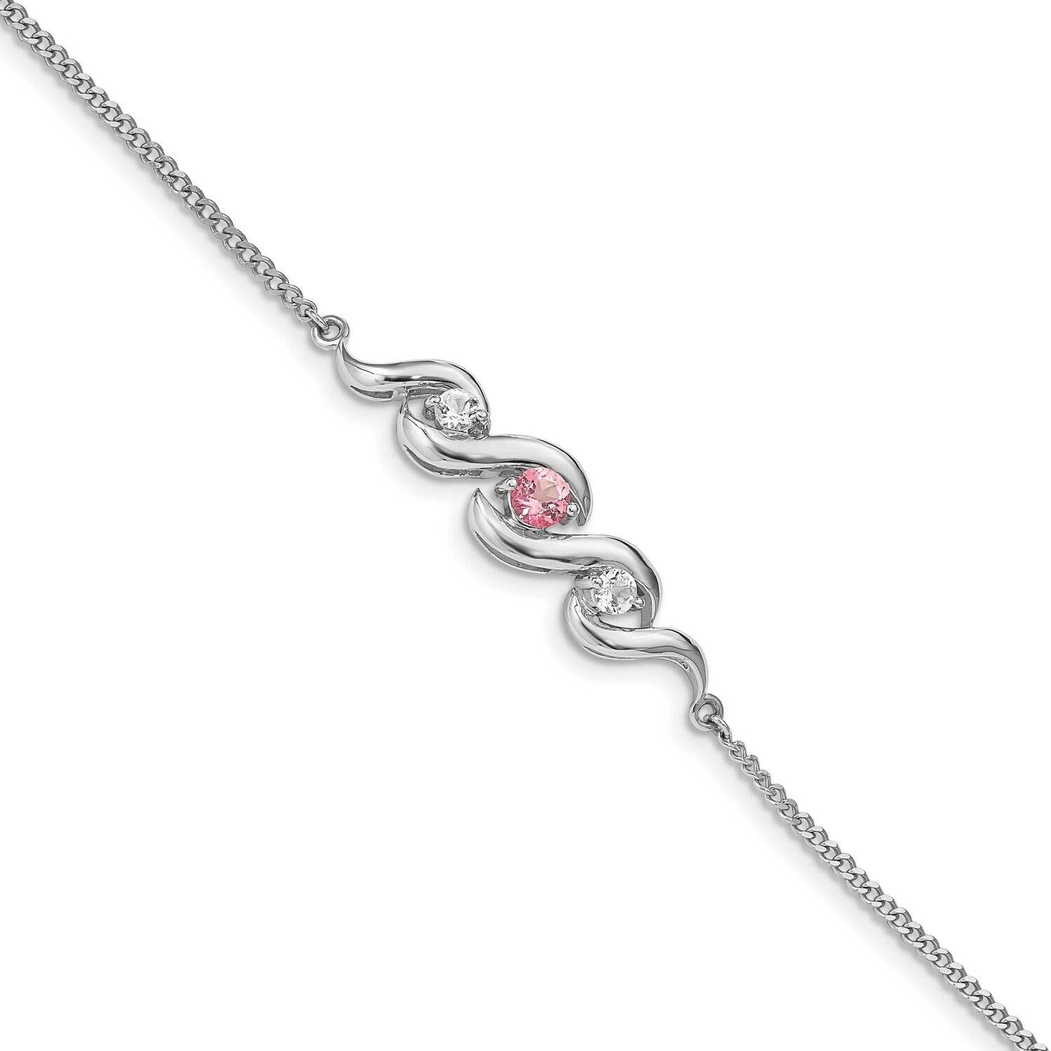 Clear &amp; Pink Swarovski Topaz Bracelet 10k White Gold 10SV256W, MPN: 10SV256W,