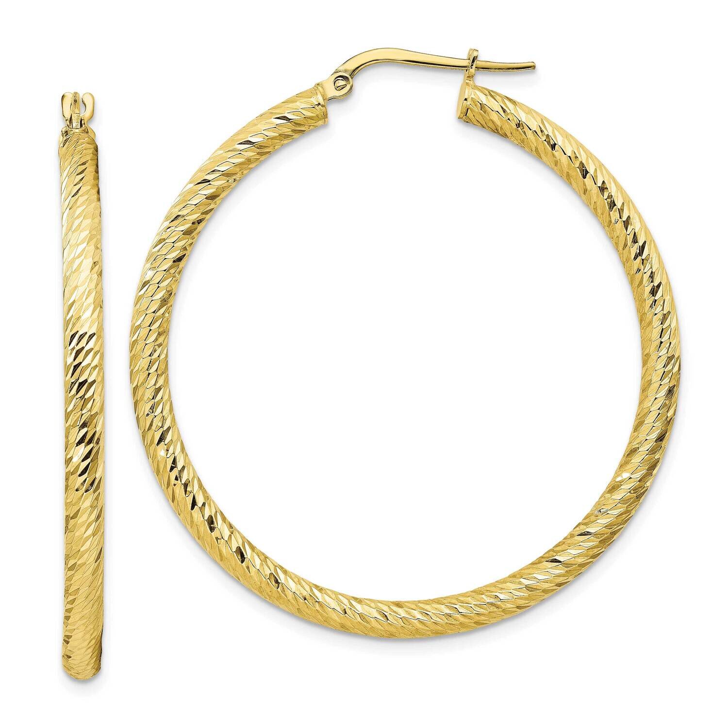 3x35 Diamond-Cut Round Hoop Earrings 10k Gold 10TF1344, MPN: 10TF1344, 191101983849