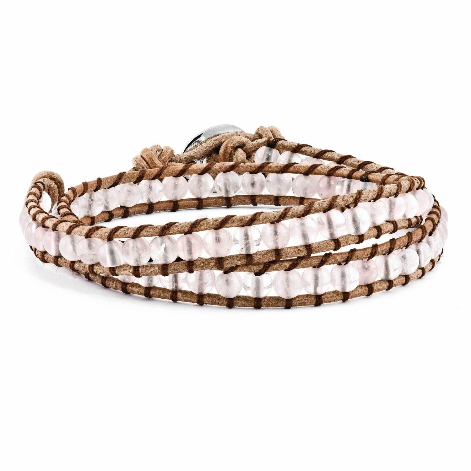 6mm Rose Quartz Beads Leather Cord Bracelet Multi Wrap BF2089, MPN: BF2089, 886774245140