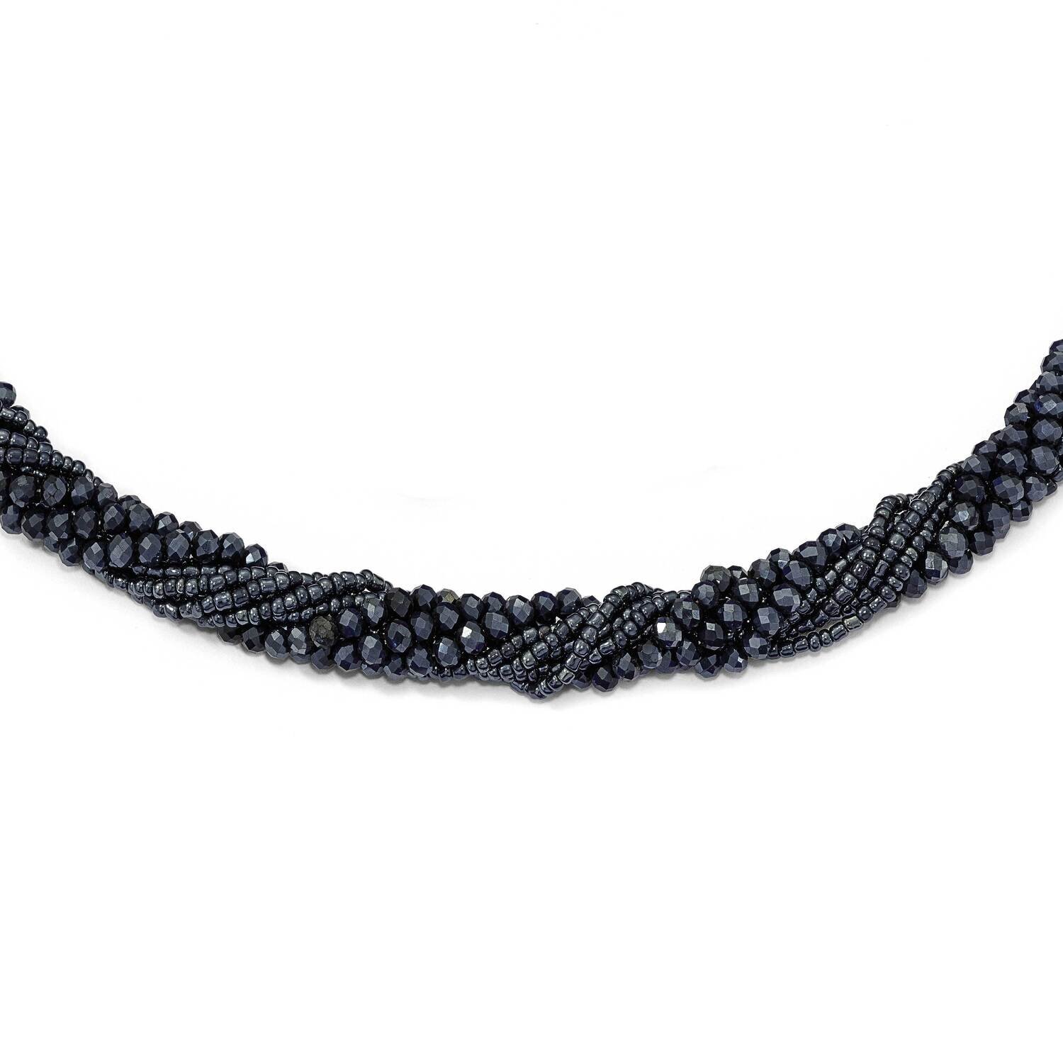 Navy Austrian &amp; with Glass Seed Beads Necklace Czech Crystal BF3086, MPN: BF3086,