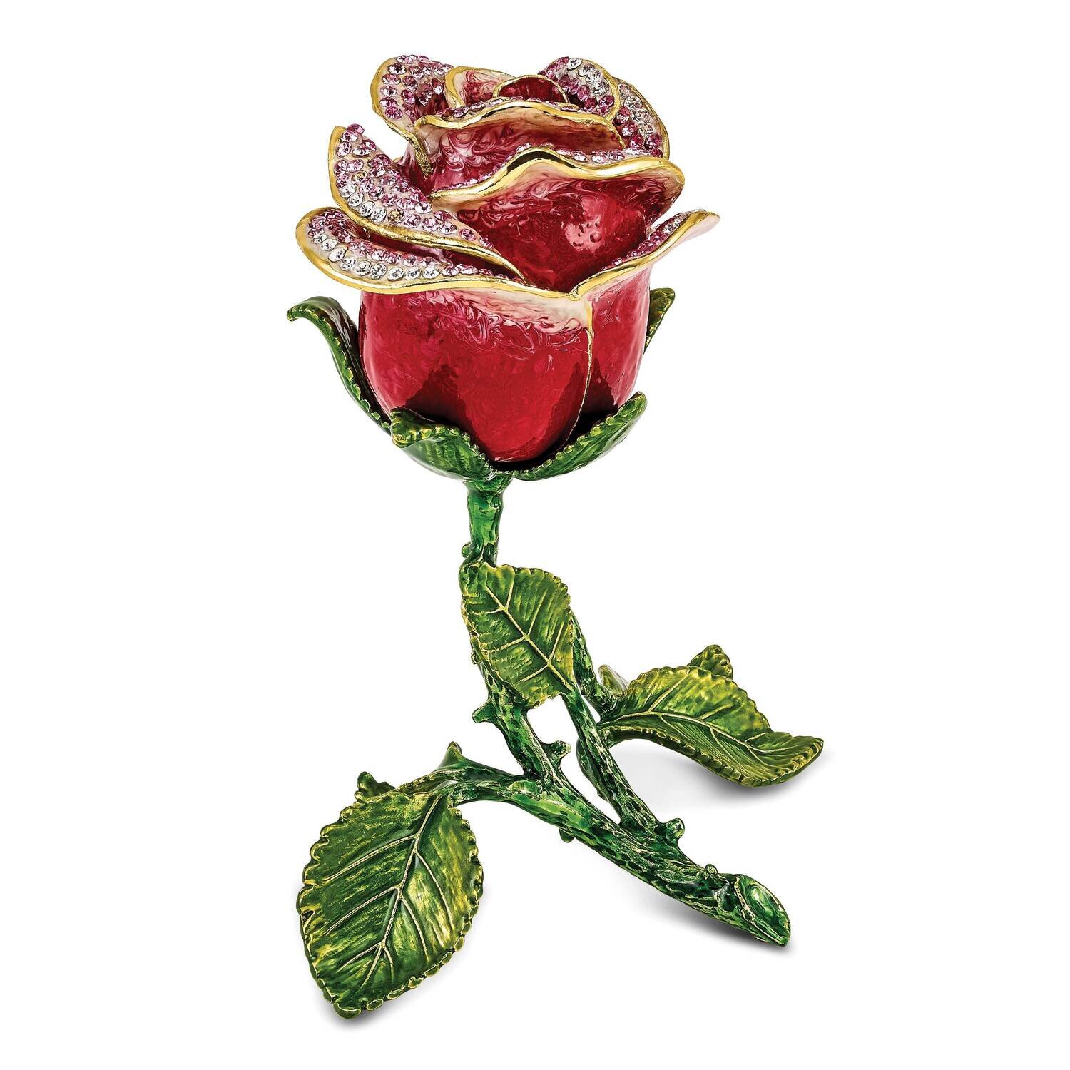 Rosette Rose with Ring Pad Trinket Box Bejeweled BJ4042, MPN: BJ4042, 191101910197