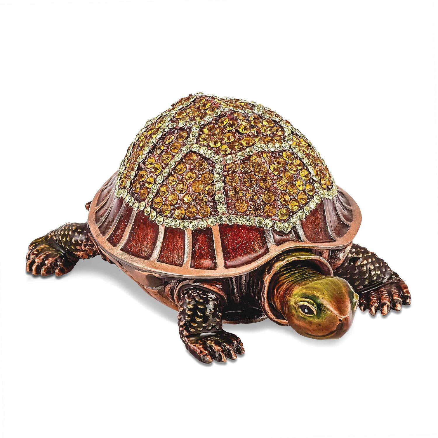 Rhoda Tortoise with Moving Head Trinket Box Bejeweled BJ4053