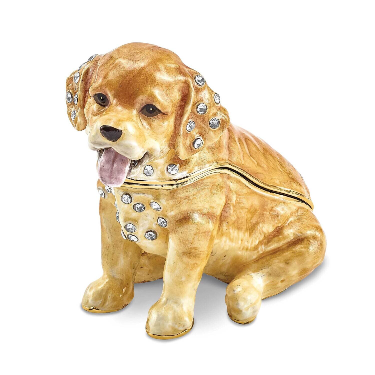 Sassy Golden Retriever Pup Trinket Box Bejeweled BJ4065