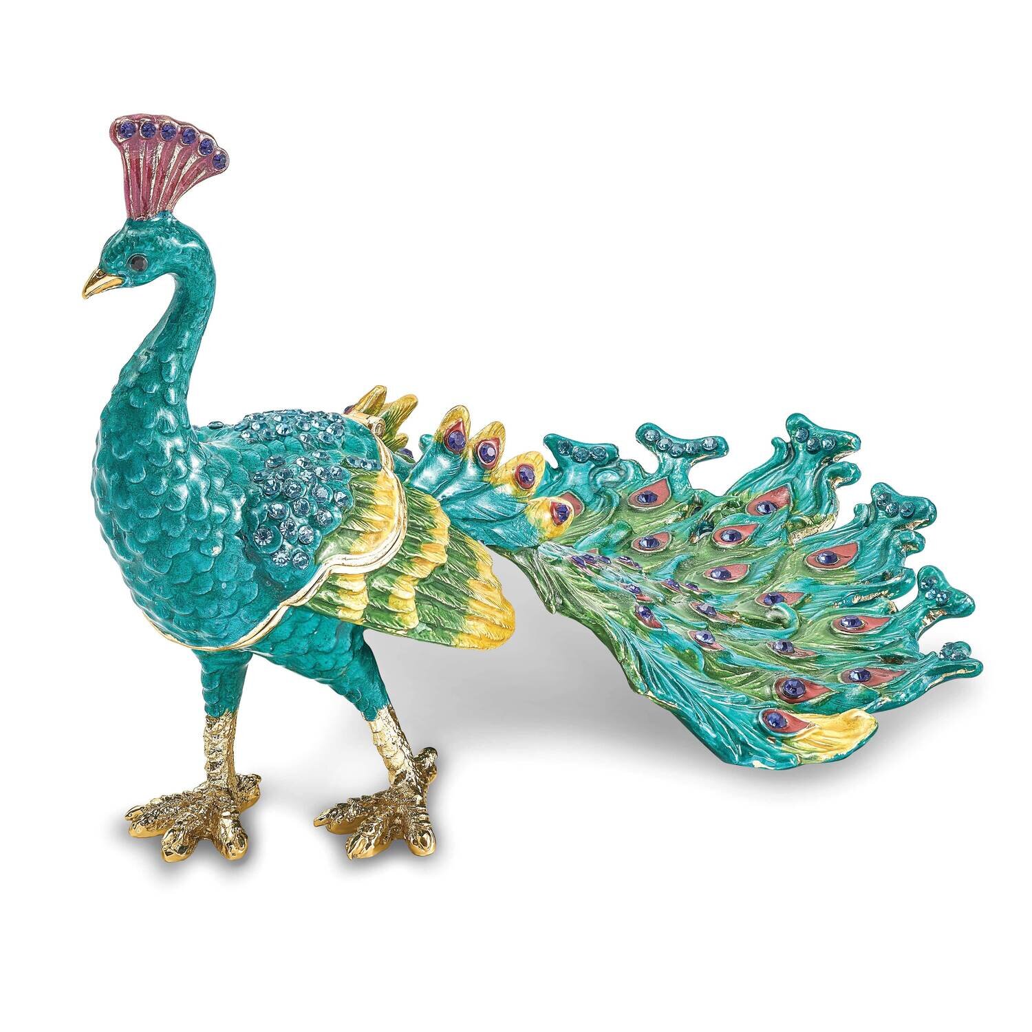 Taylor Blue Peacock Trinket Box Bejeweled BJ4076