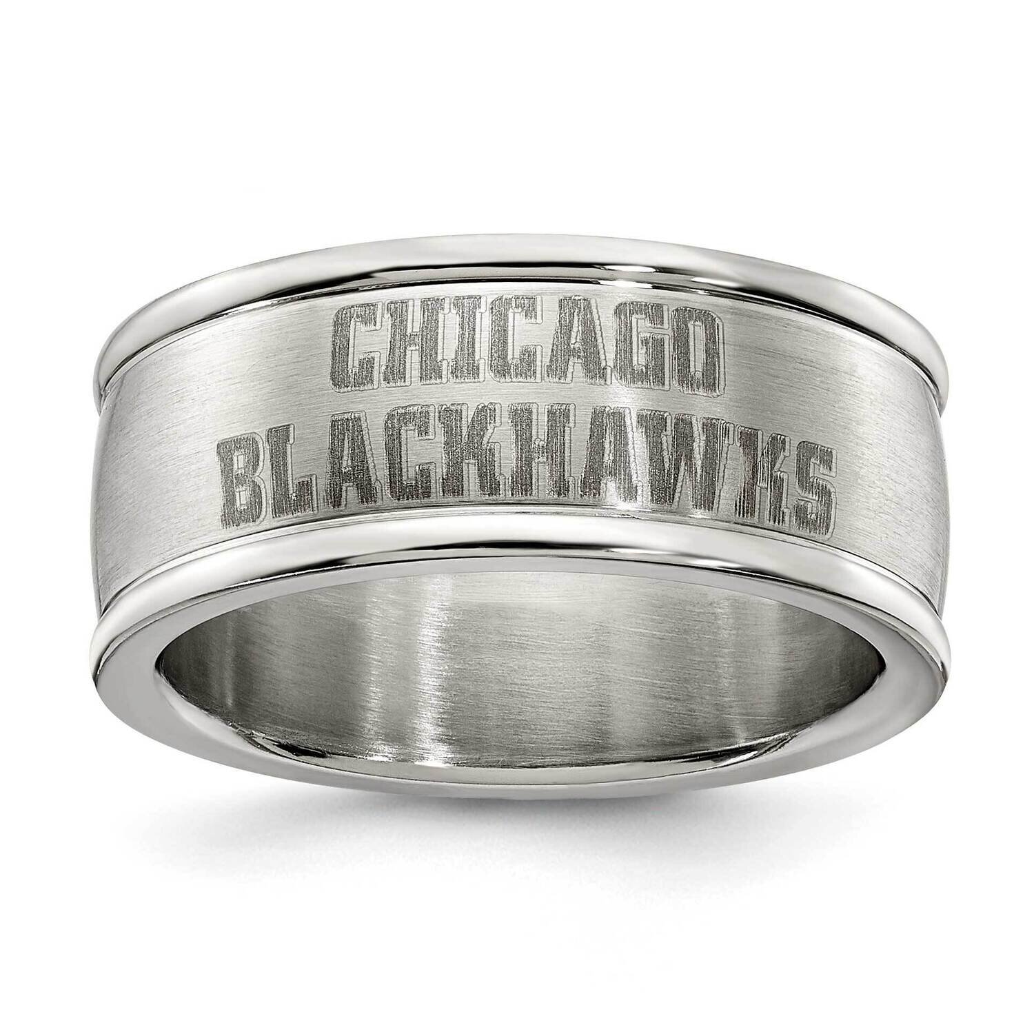 Chicago Blackhawks Logo Band Ring Stainless Steel BLA035-SZ6, MPN: BLA035, 634401864567