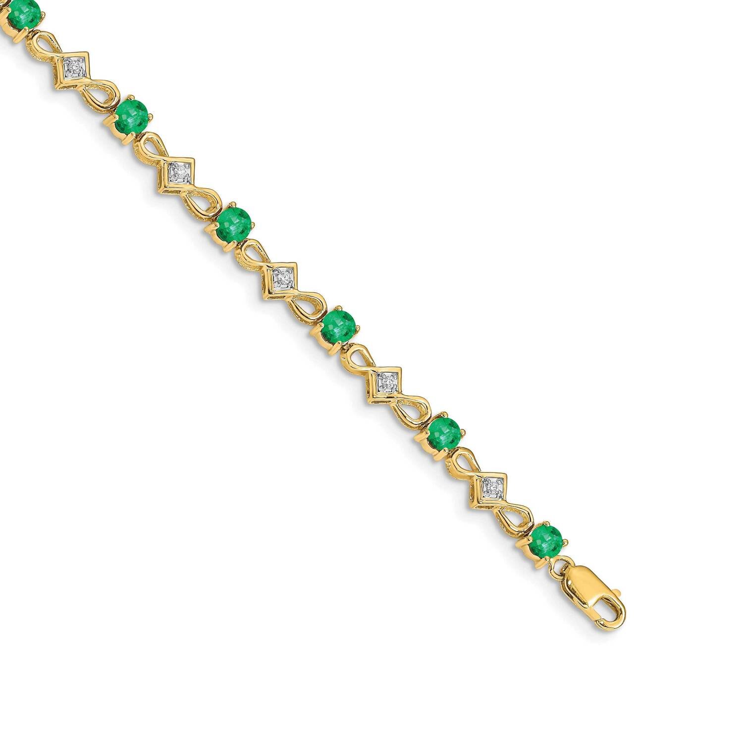 Emerald Bracelet 14k Gold Diamond BM4486-EM-010-YA, MPN: BM4486-EM-010-YA, 883957253275
