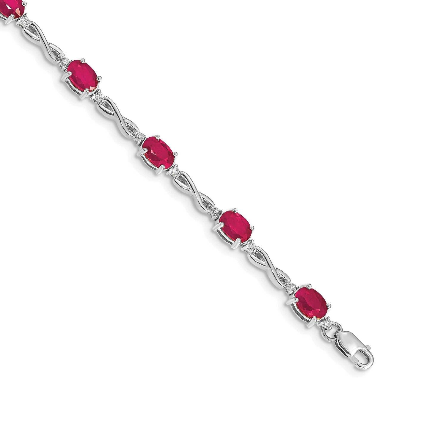 Ruby Bracelet 14k White Gold Diamond BM4488-RU-025-WA, MPN: BM4488-RU-025-WA, 883957372693