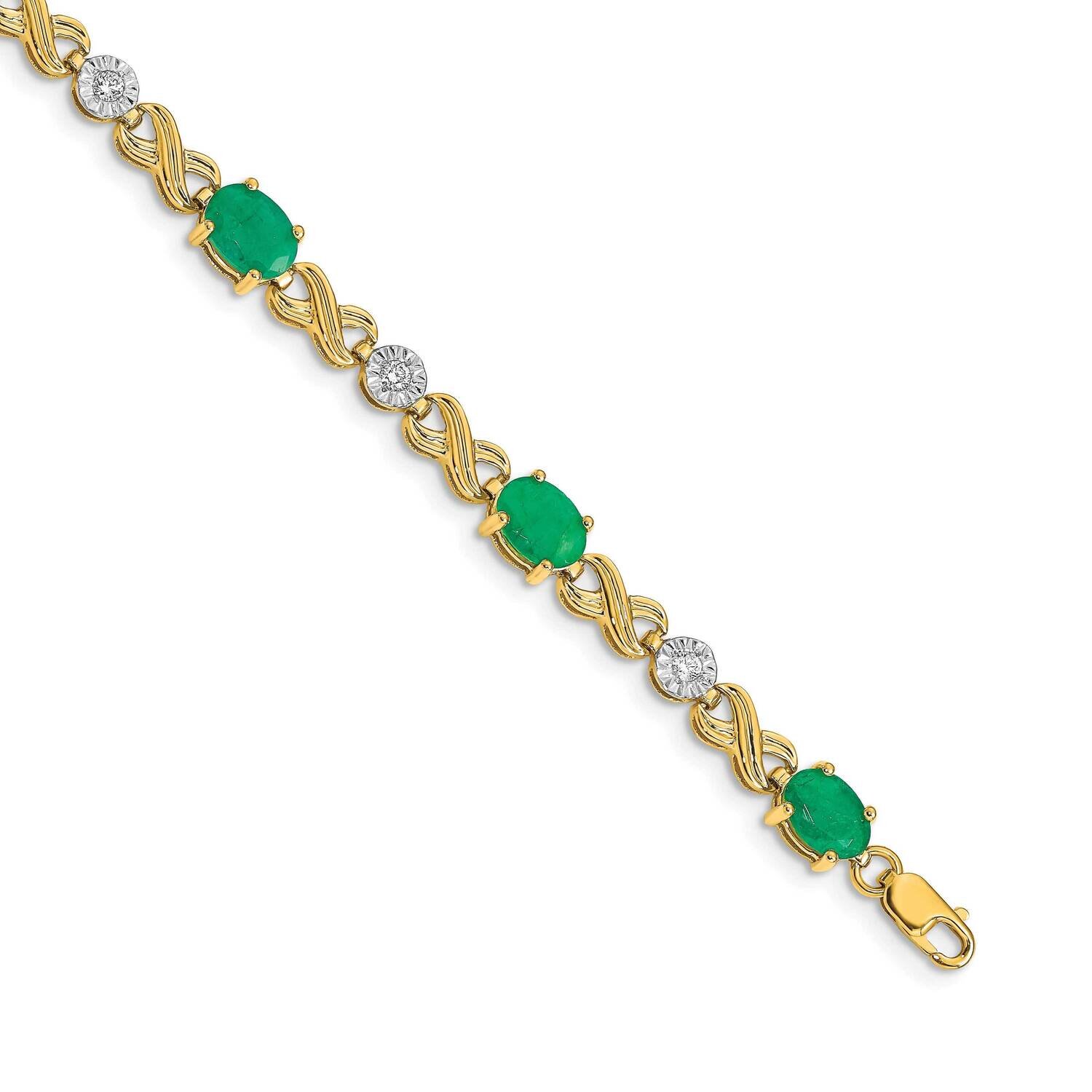Emerald Infinity Bracelet 14k Gold Diamond BM4490-EM-020-YA, MPN: BM4490-EM-020-YA, 883957386157