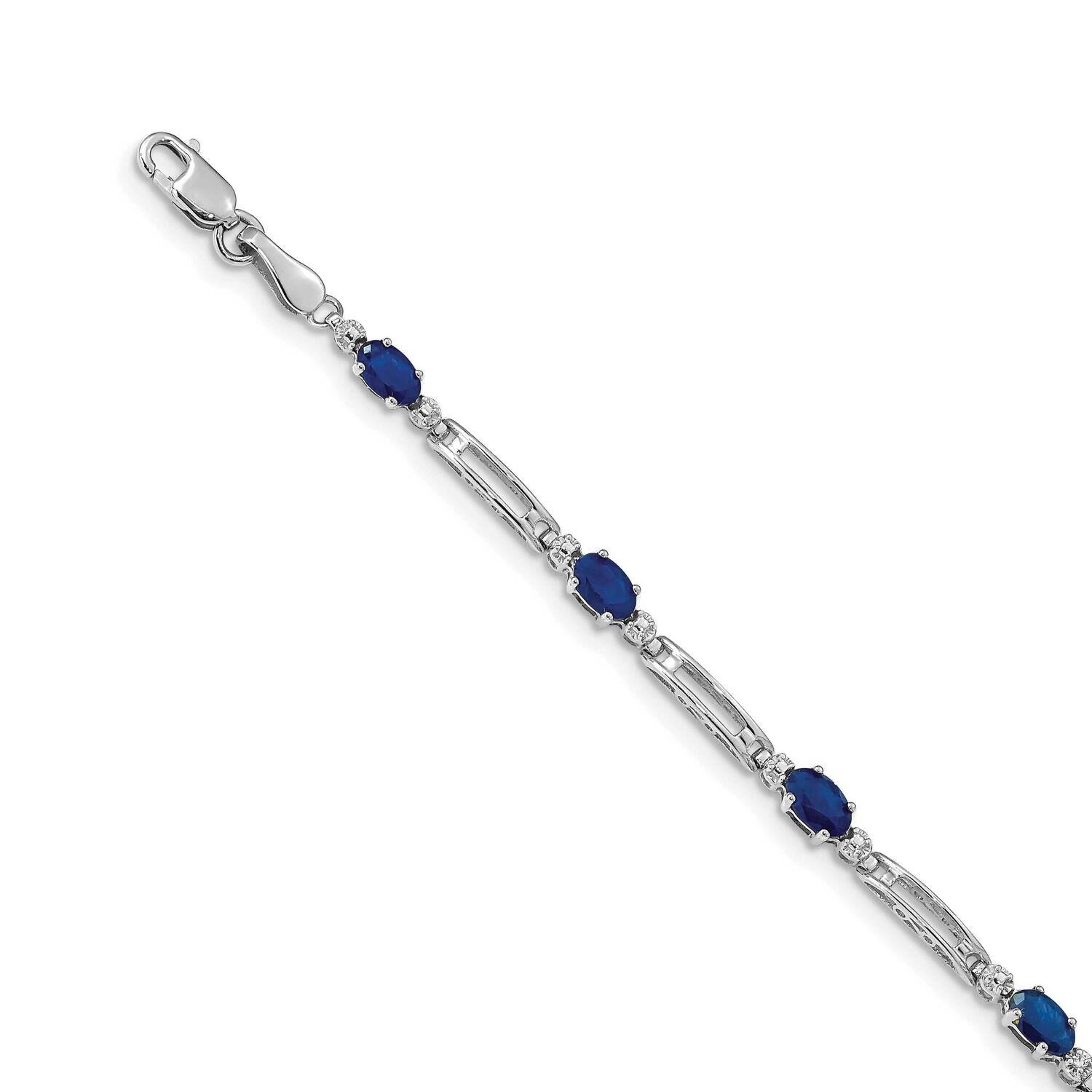 Completed Fancy Diamond Sapphire Bracelet 14k White Gold BM4492-SA-001-WA, MPN: BM4492-SA-001-WA, 8…