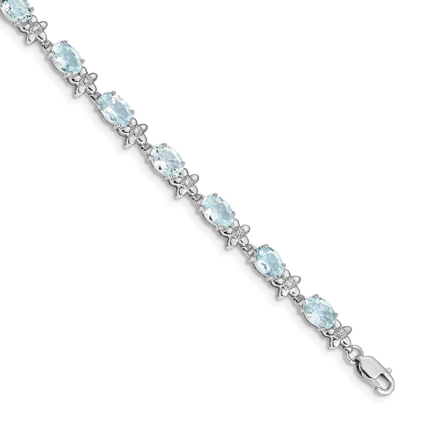 Floral Diamond Aquamarine Bracelet 14k White Gold BM4495-AQ-010-WA, MPN: BM4495-AQ-010-WA, 88395746…