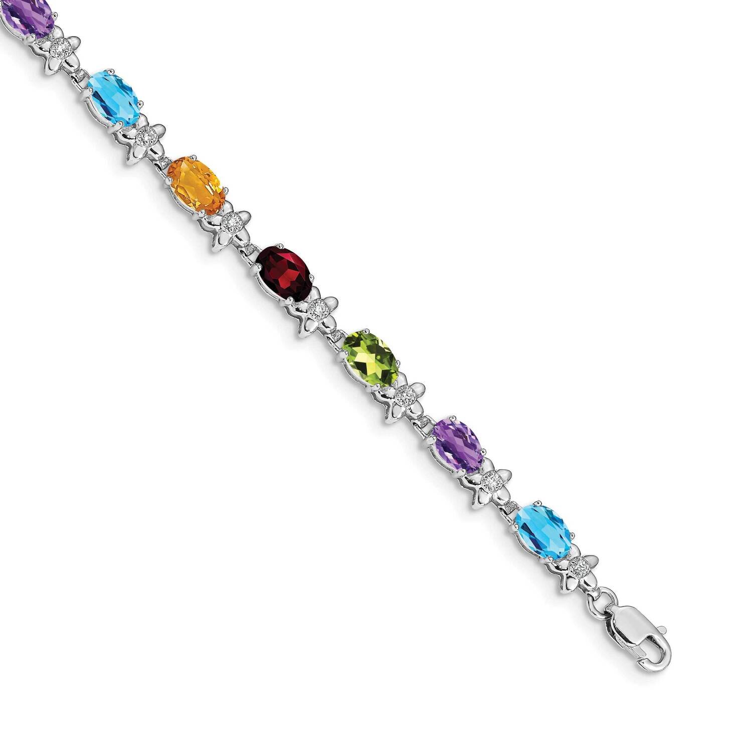 Rainbow Gemstone Diamond Bracelet 14k White Gold BM4495-RB-010-WA, MPN: BM4495-RB-010-WA, 883957205…