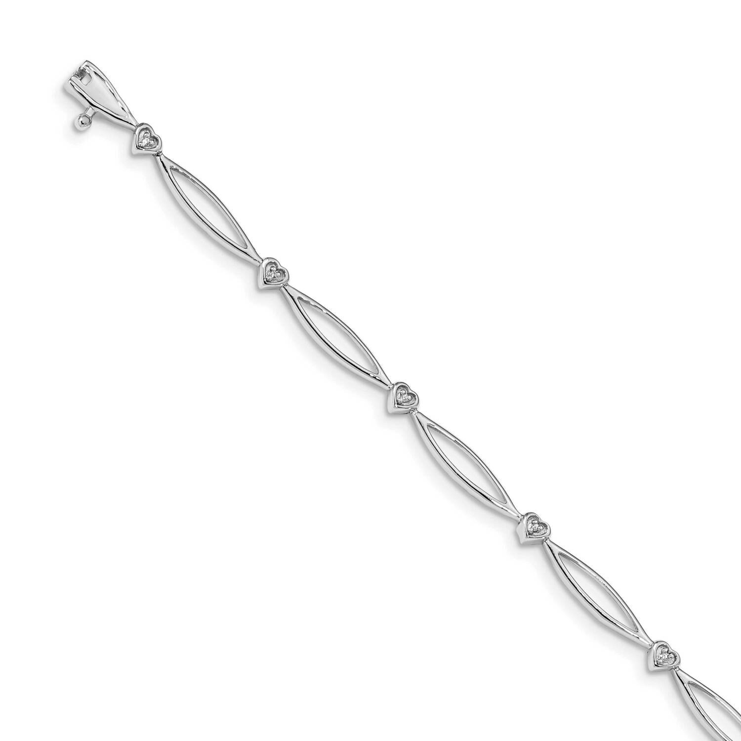 7.25 Inch Heart and Oval Link Bracelet 14k White Gold Diamond BM4604-003-WA, MPN: BM4604-003-WA, 19…