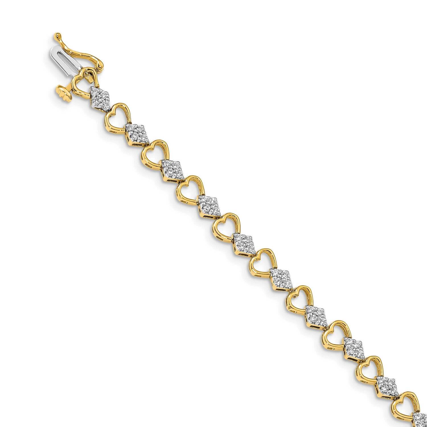 Heart Link Bracelet 14k Gold Diamond BM4608-100-YA, MPN: BM4608-100-YA, 883957424446