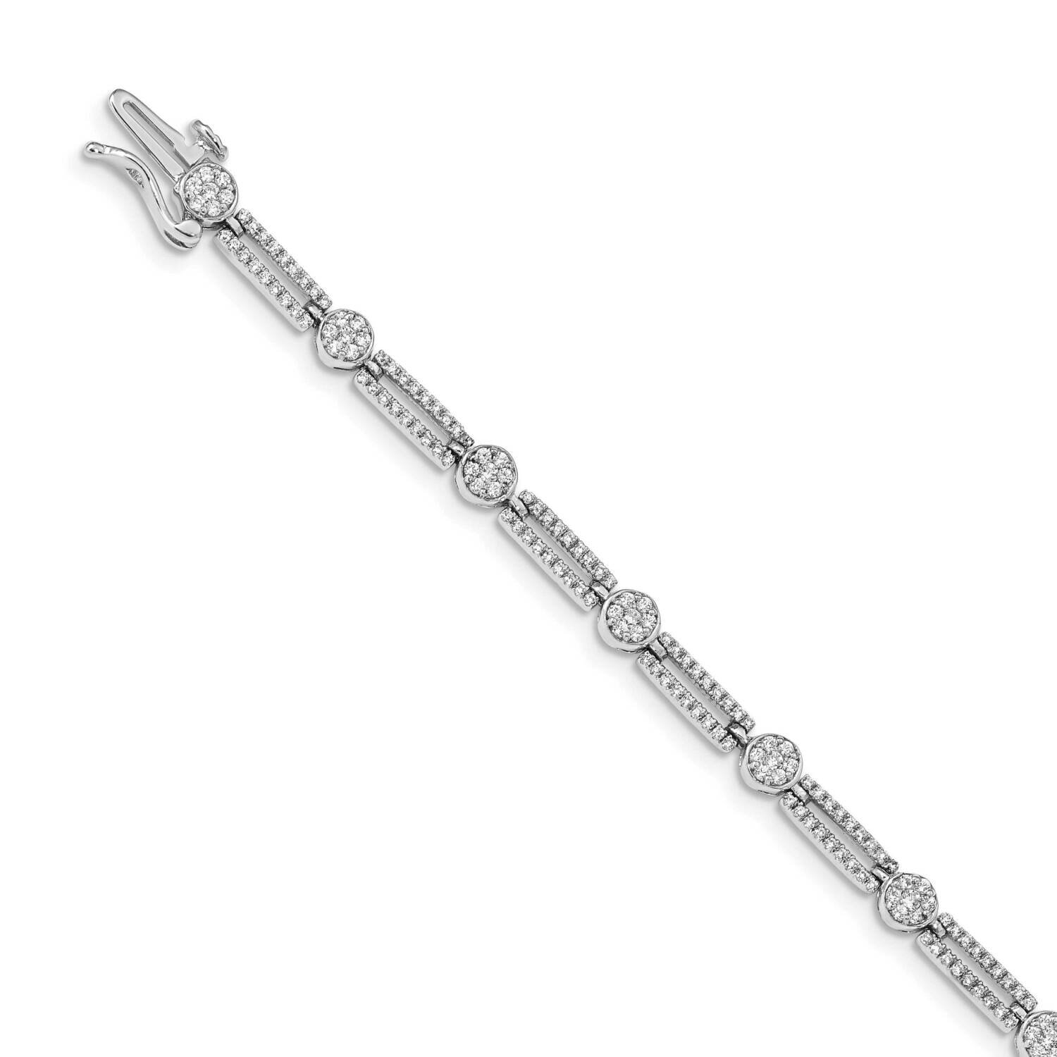 Circle &amp; Rectangle Link Bracelet 14k White Gold Diamond BM4625-125-WA, MPN: BM4625-125-WA, 88395738…