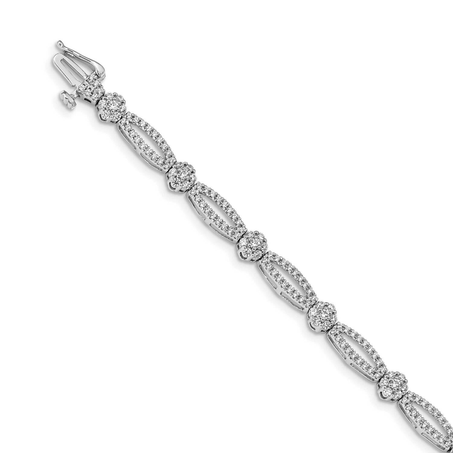 Flower Link &amp; Link Bracelet 14k White Gold Diamond BM4626-200-WA, MPN: BM4626-200-WA, 883957385969