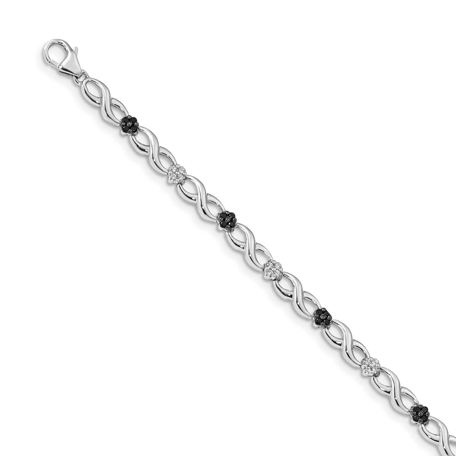 White &amp; Black Diamond Flower Bracelet 14k White Gold BM4628-050-WA, MPN: BM4628-050-WA, 883957280349