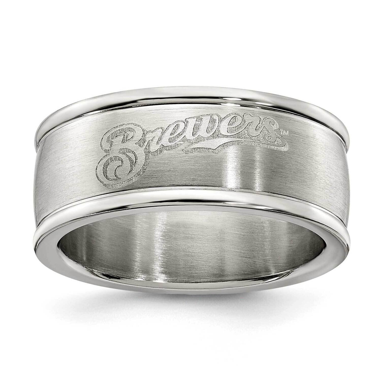 Milwaukee Brewers Logo Band Ring Stainless Steel BRE035-SZ6, MPN: BRE035, 191101772955