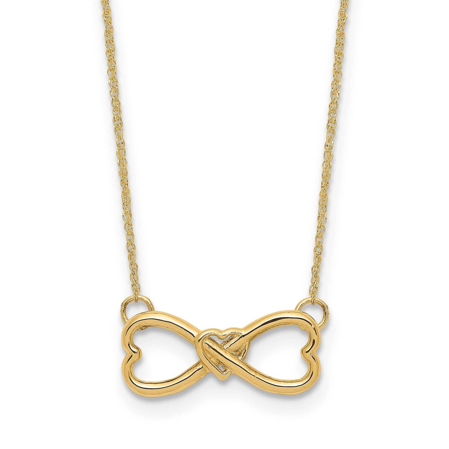 Infinity with Heart Necklace 14k Polished Gold C4536-18