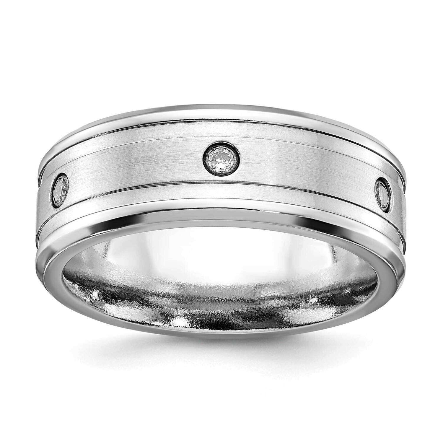 Brushed and Polished with Cz Beveled 8mm Band Cobalt CC63-10