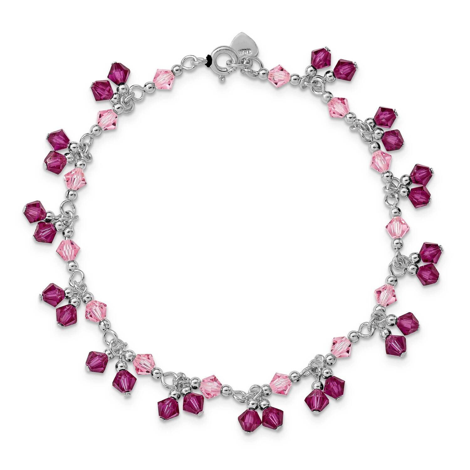 Pink Crystal 7 Bracelet Sterling Silver CMEI17854-7, MPN: CMEI17854-7, 191101035913