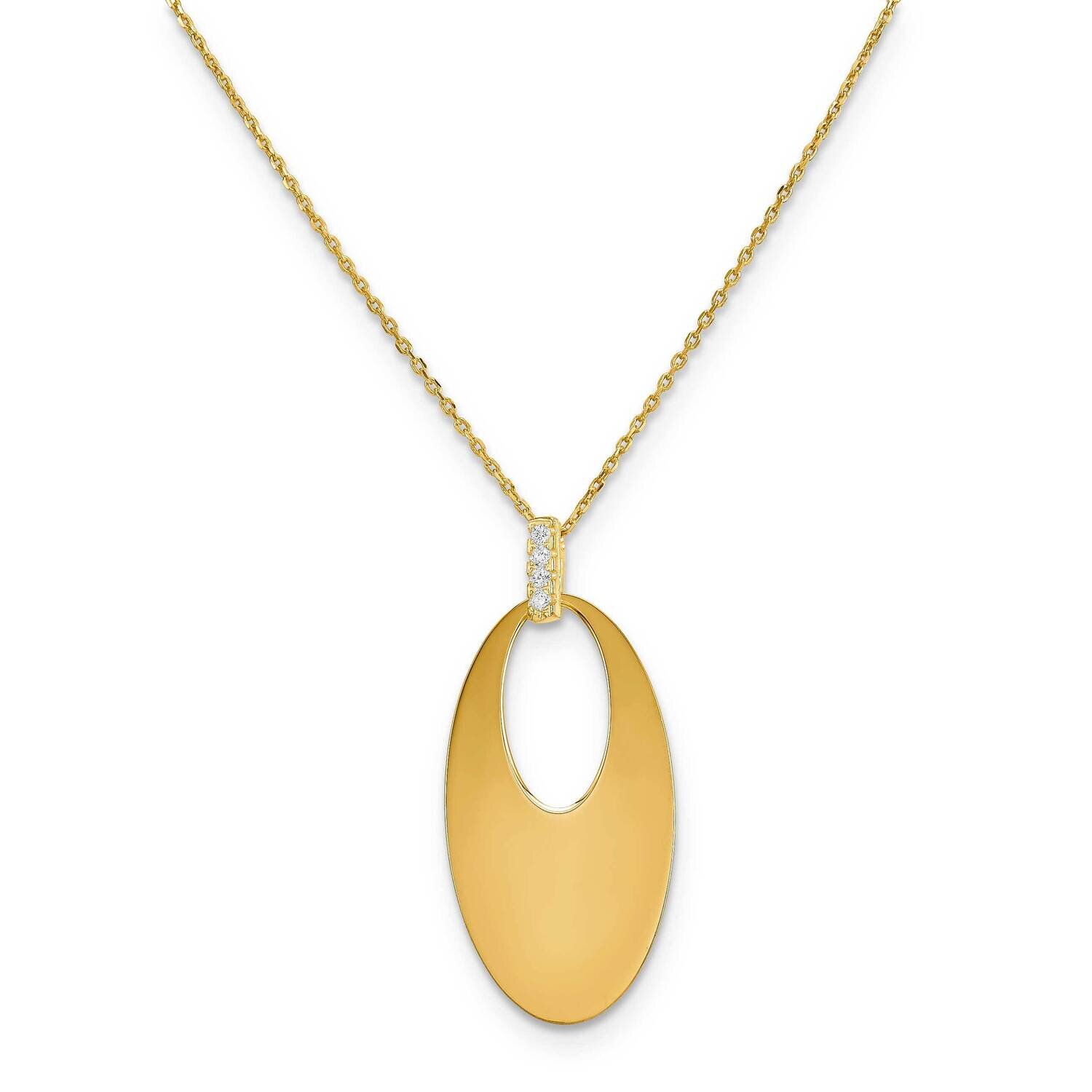 Yellow Gold Plate Pendant with Cz On 16 Chain 1 Inch Extension Sterling Silver CMEI17889-16, MPN: C…