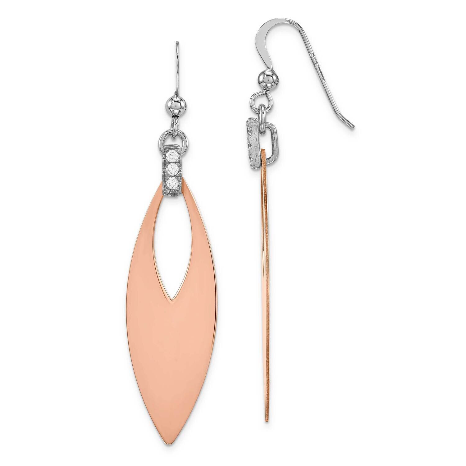 Rose Gold Plate Earrings with Cz Sterling Silver CMEI17892