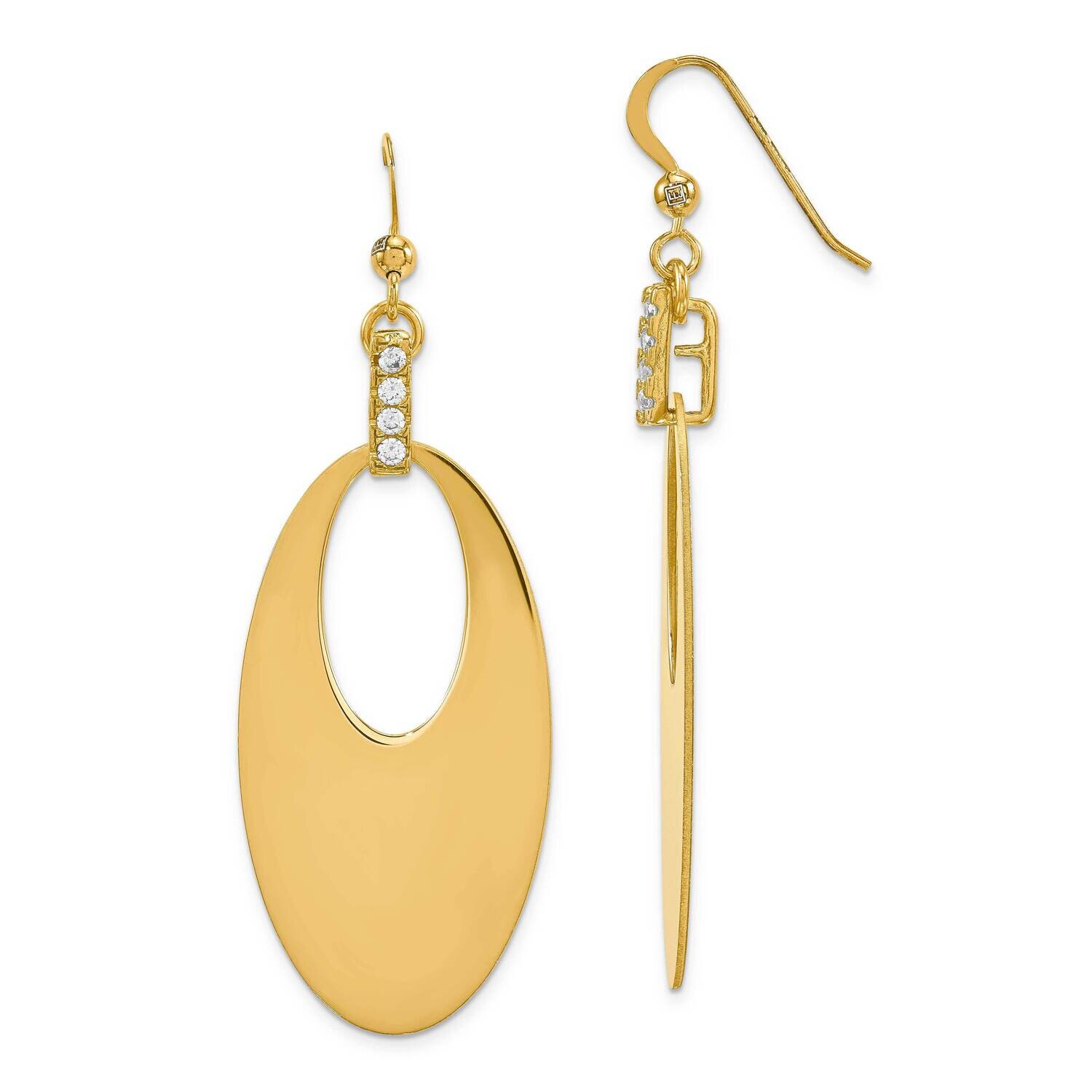 Yellow Gold Plate Earrings with Cz Sterling Silver CMEI17896, MPN: CMEI17896,