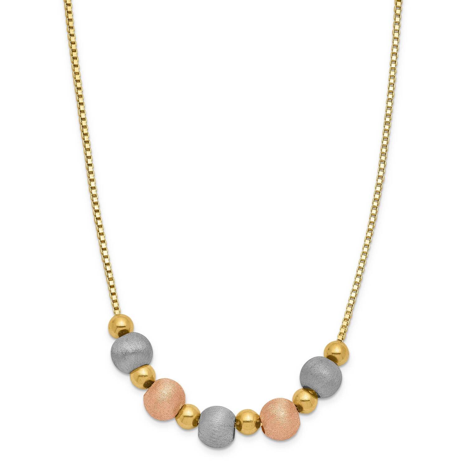 Box Chain with Tri-Color Beads 14k Yellow Gold CMEI18118-17, MPN: CMEI18118-17,