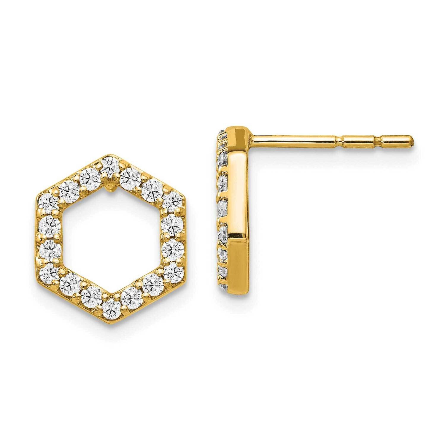 Diamond Vs/Si D E F Hexagone Earrings 14k Yellow Gold True Origin Lab Grown EM1005-050-YLD