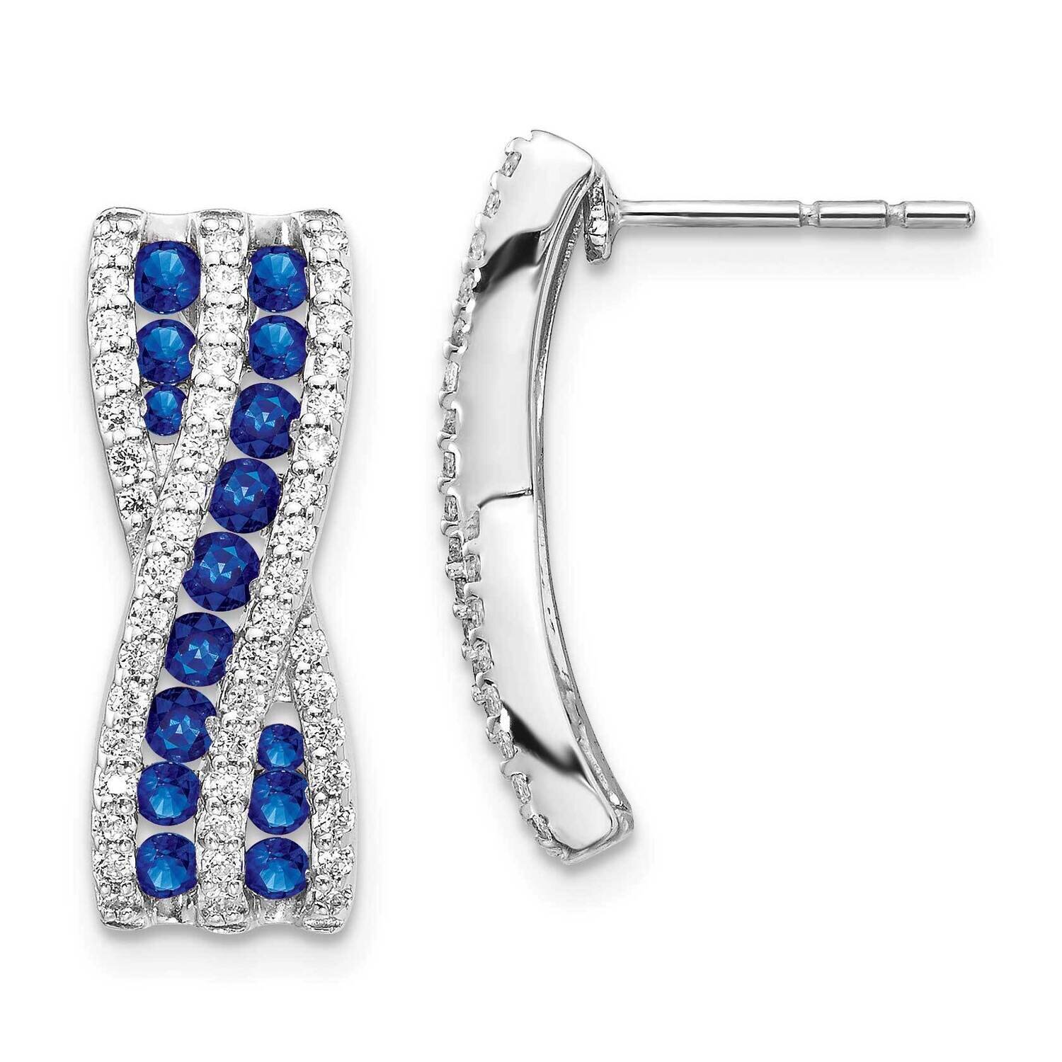 Sapphire Fancy Earrings 14k White Gold Diamond EM3847-SA-048-WA, MPN: EM3847-SA-048-WA, 191101836176